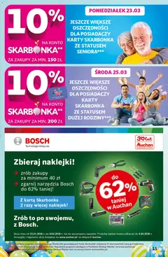 Pogląd oferty "Auchan gazetka - 30 Lat Hipermarket" - ważna od 19.03.2026 | Strona: 15 | Produkty: Karta, Naklejki