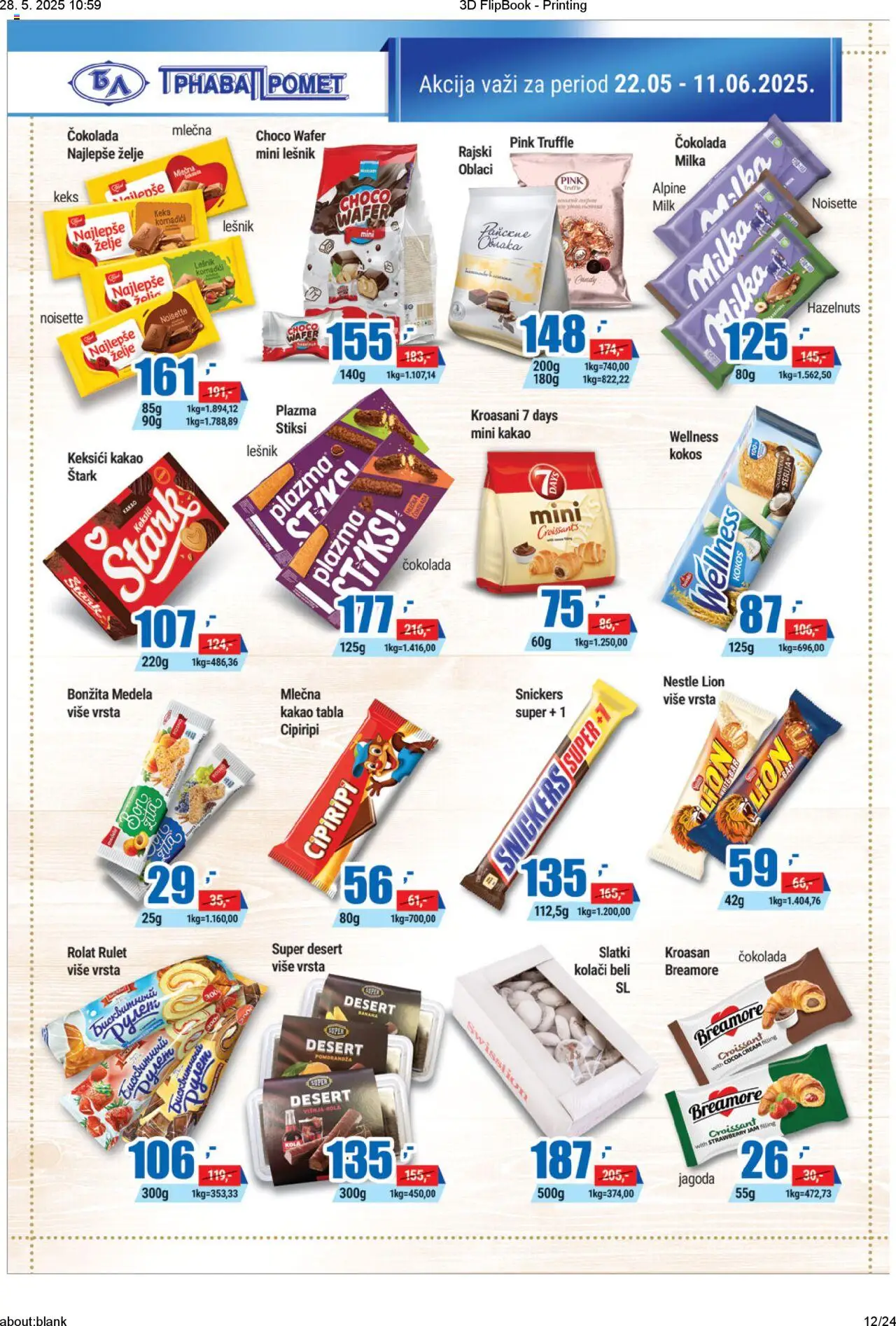 Trnava Promet katalog - važi od 22.05.2025 | Strana: 12 | Proizvode: Keks, Kroasan, Candy, Čokolada