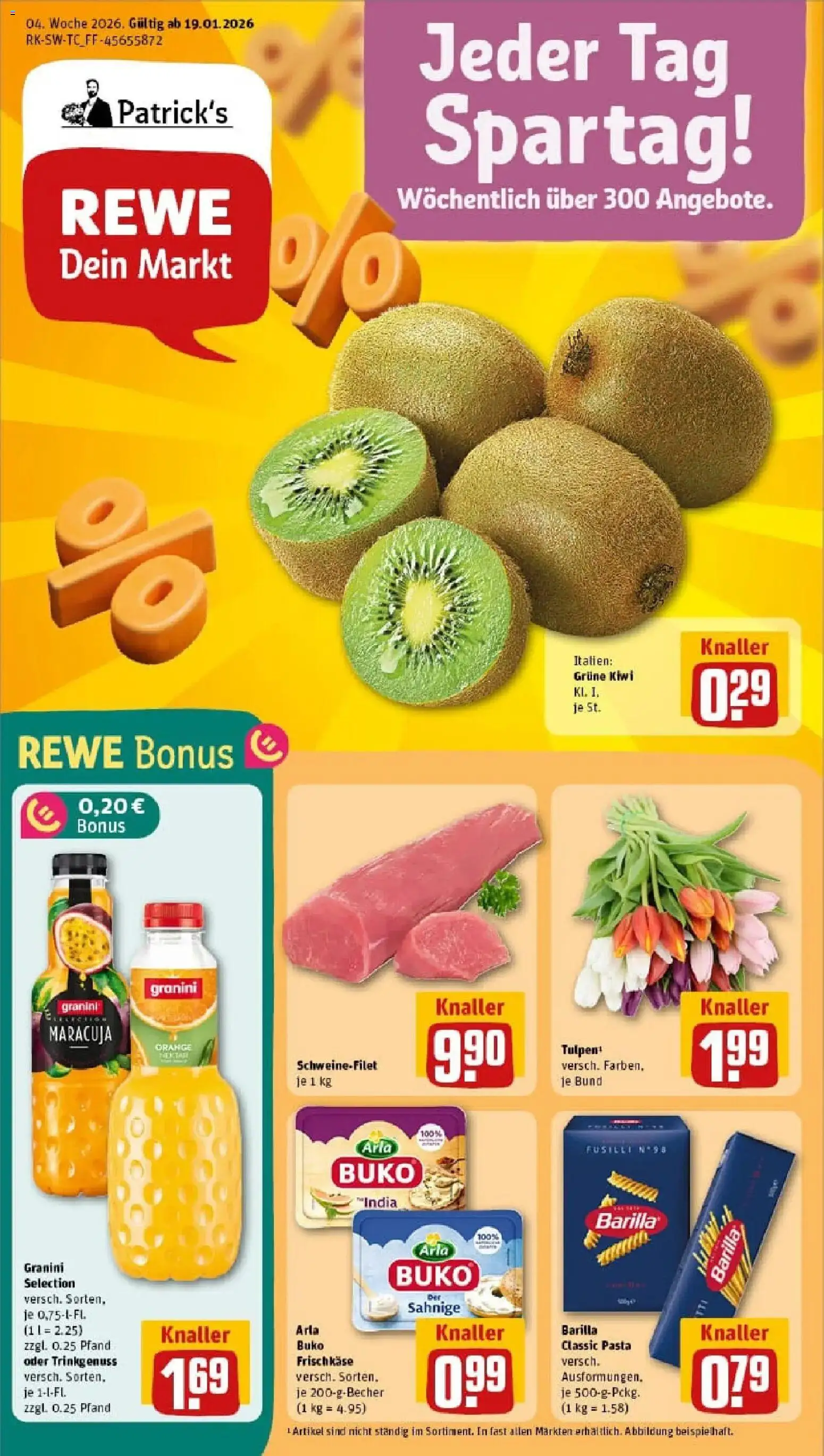 Rewe prospekt Müllheim	 – gültig ab 18.01.2026 | Seite: 1 | Produkte: Schweinefilet, Arla buko, Kiwi, Frischkase