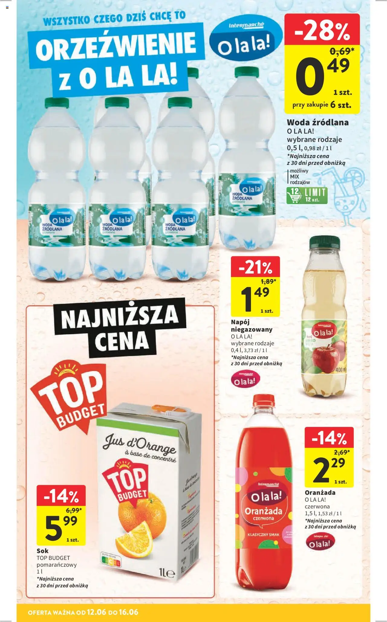 Intermarche Gazetka od 12.06.2025 | Strona: 36 | Produkty: Top, Woda źródlana, Sok, Woda