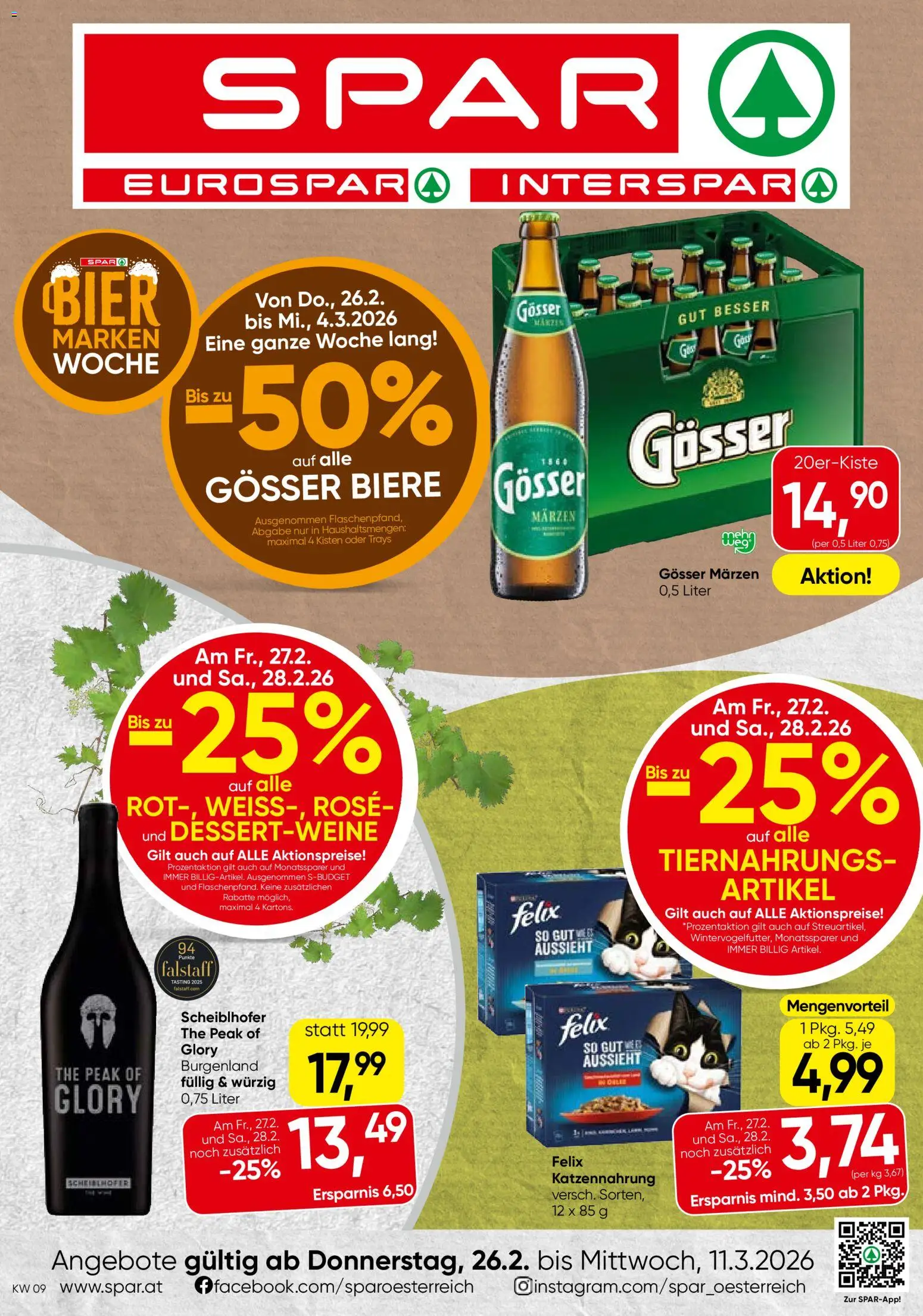 Spar Flugblatt - Oberösterreich gültig ab 26.02.2026 | Seite: 1 | Produkte: Bier