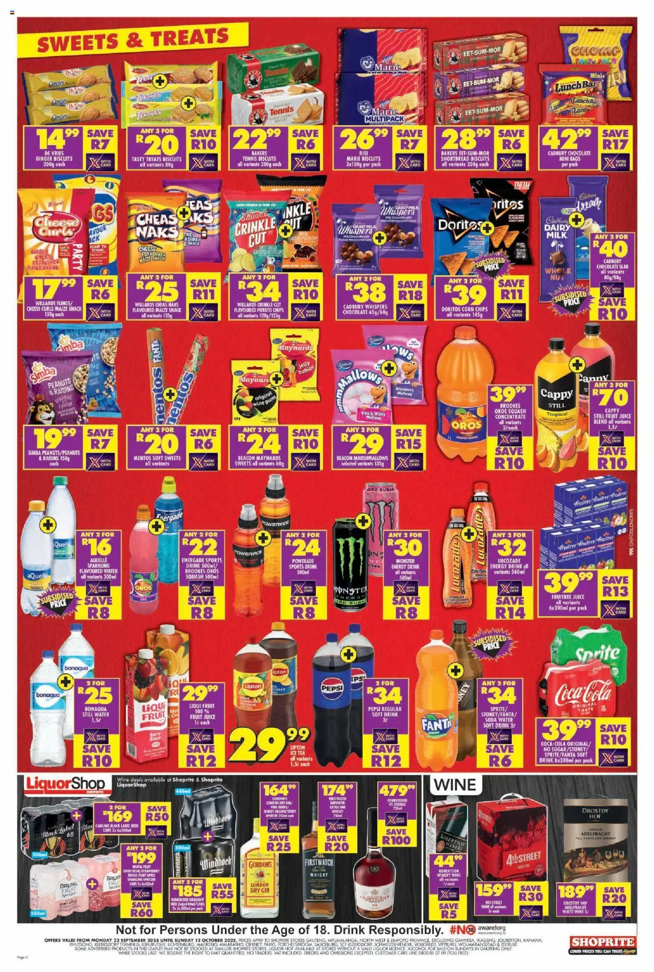 New Shoprite catalogue – valid from 22.09.2025 | Page: 6 | Products: Watch, Chocolate, Fanta, Sugar