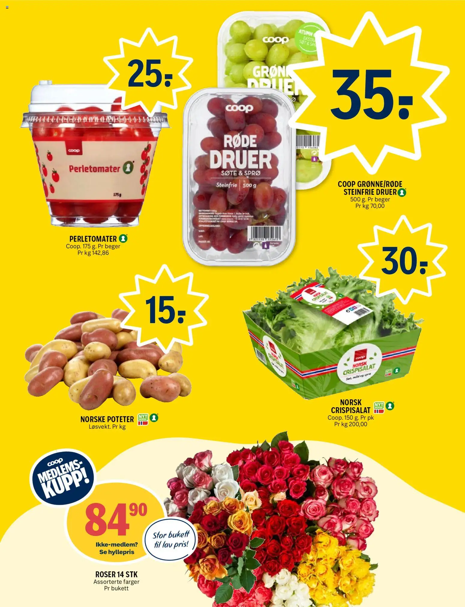 {H1} | Side: 15 | Produkter: Druer, Манна крупа, Poteter, Crispisalat