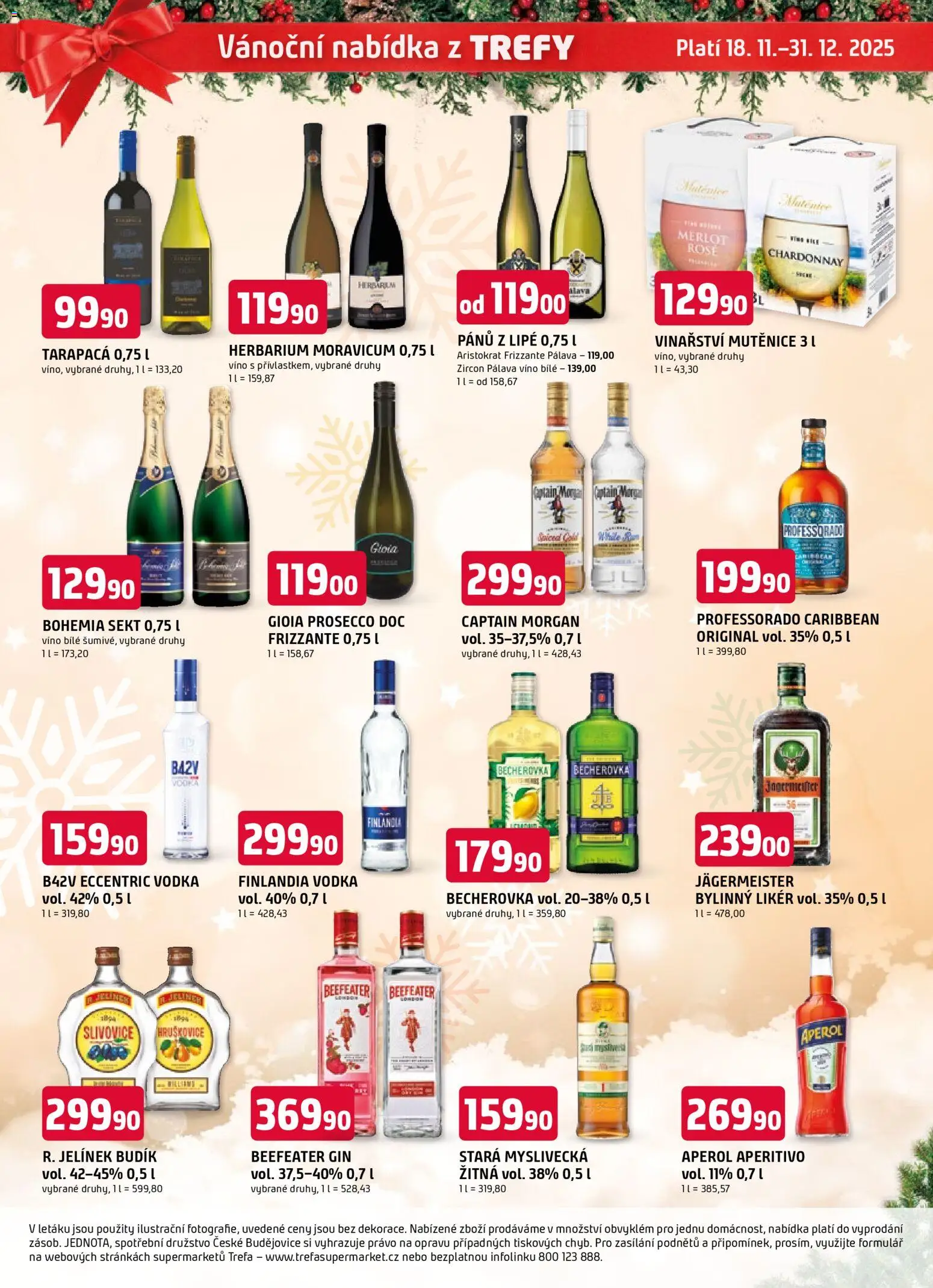 Trefa leták - Vánoční speciál od 19.11.2025 | Strana: 12 | Produkty: Likér, Stará myslivecká, Finlandia vodka, Beefeater