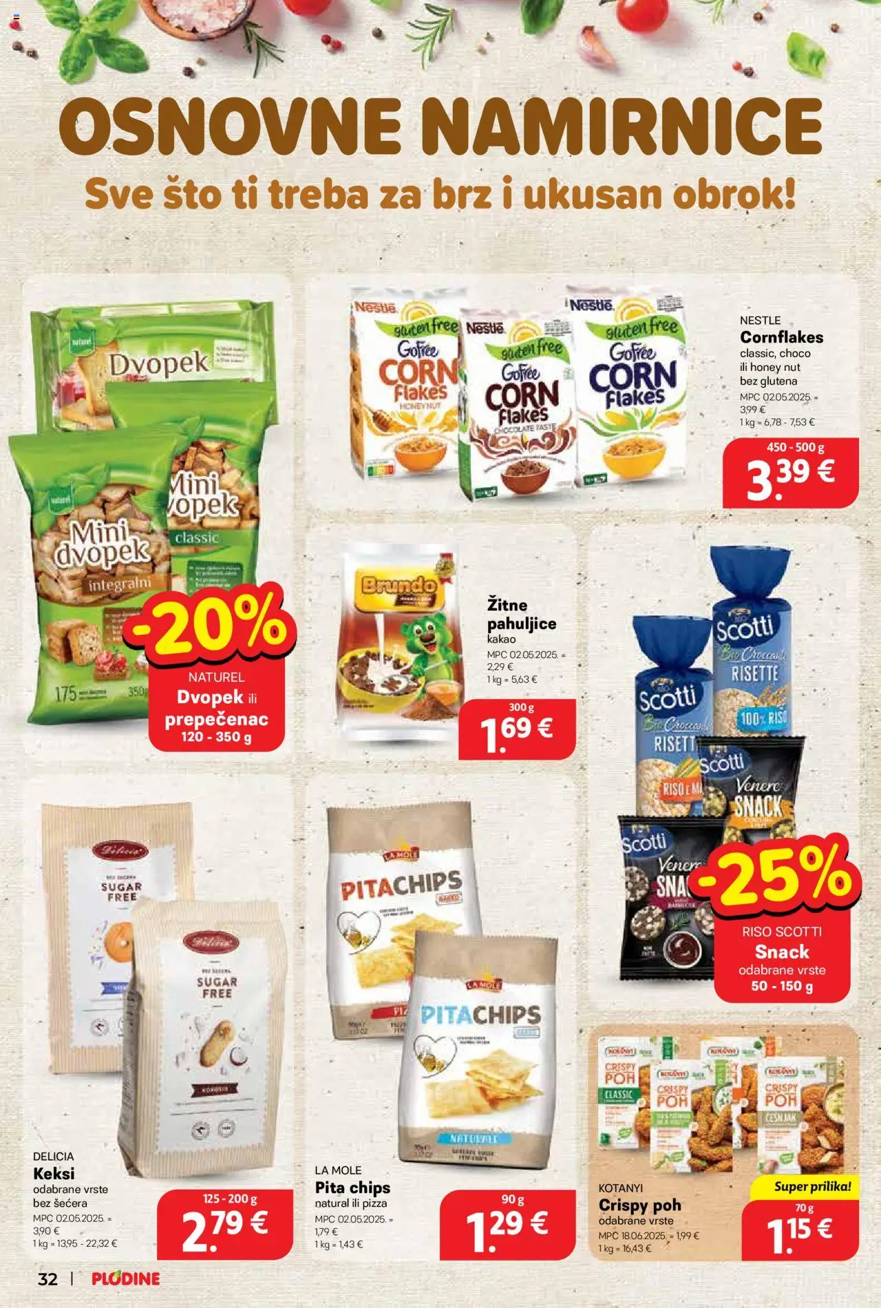 Plodine katalog | vrijedi od 02.07.2025 | Stranica: 32 | Proizvodi: Keksi, Pizza, Češnjak, Kakao
