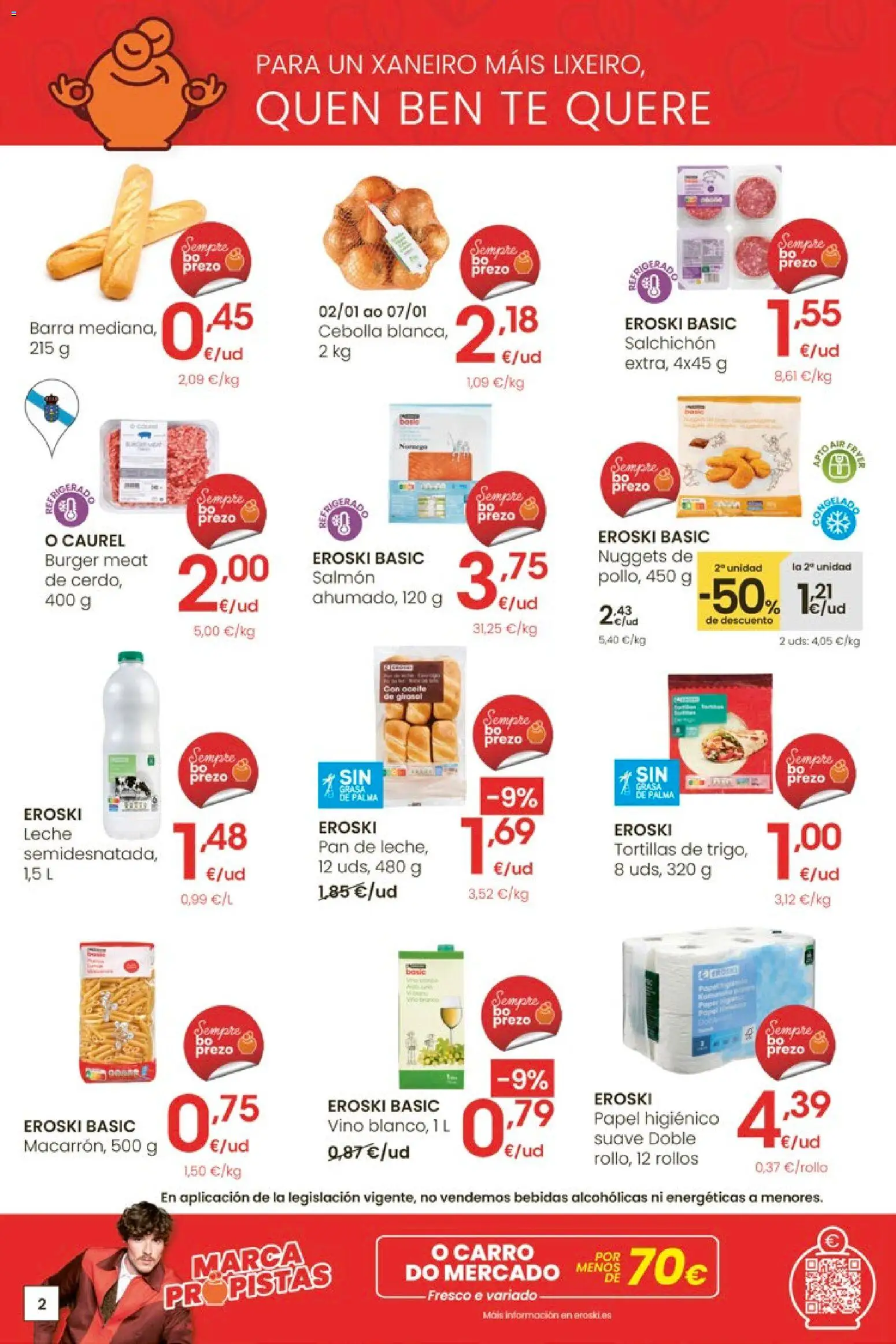 Eroski - Para un xaneiro máis lixeiro │ válido desde el 05.01.2026 | Página: 2 | Productos: Pan, Vino, Παγωμένο τσάι, Nuggets