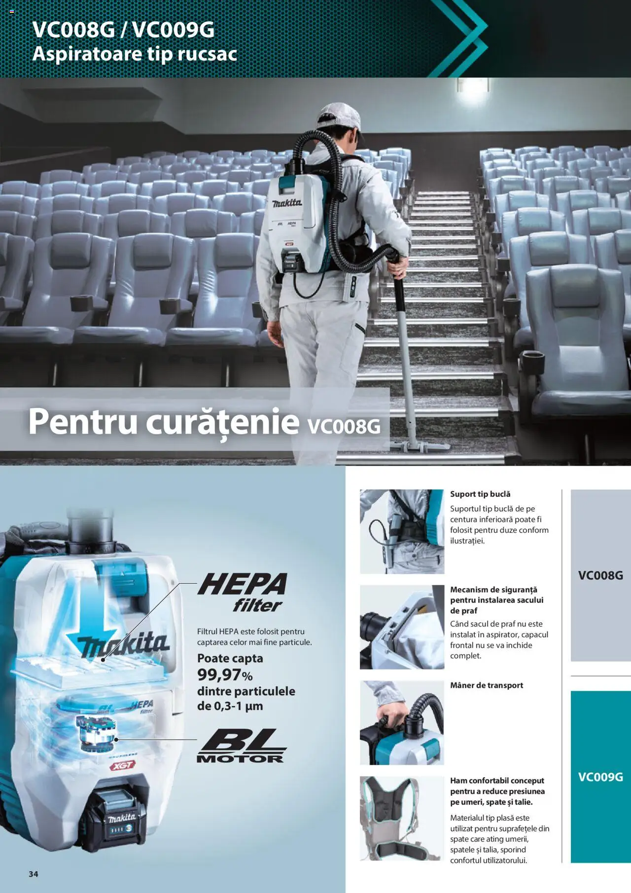 Makita catalog - Masini profesionale Makita XGT – valabil de la 20.06.2024 | Pagină: 34 | Produse: Mâner, Rucsac