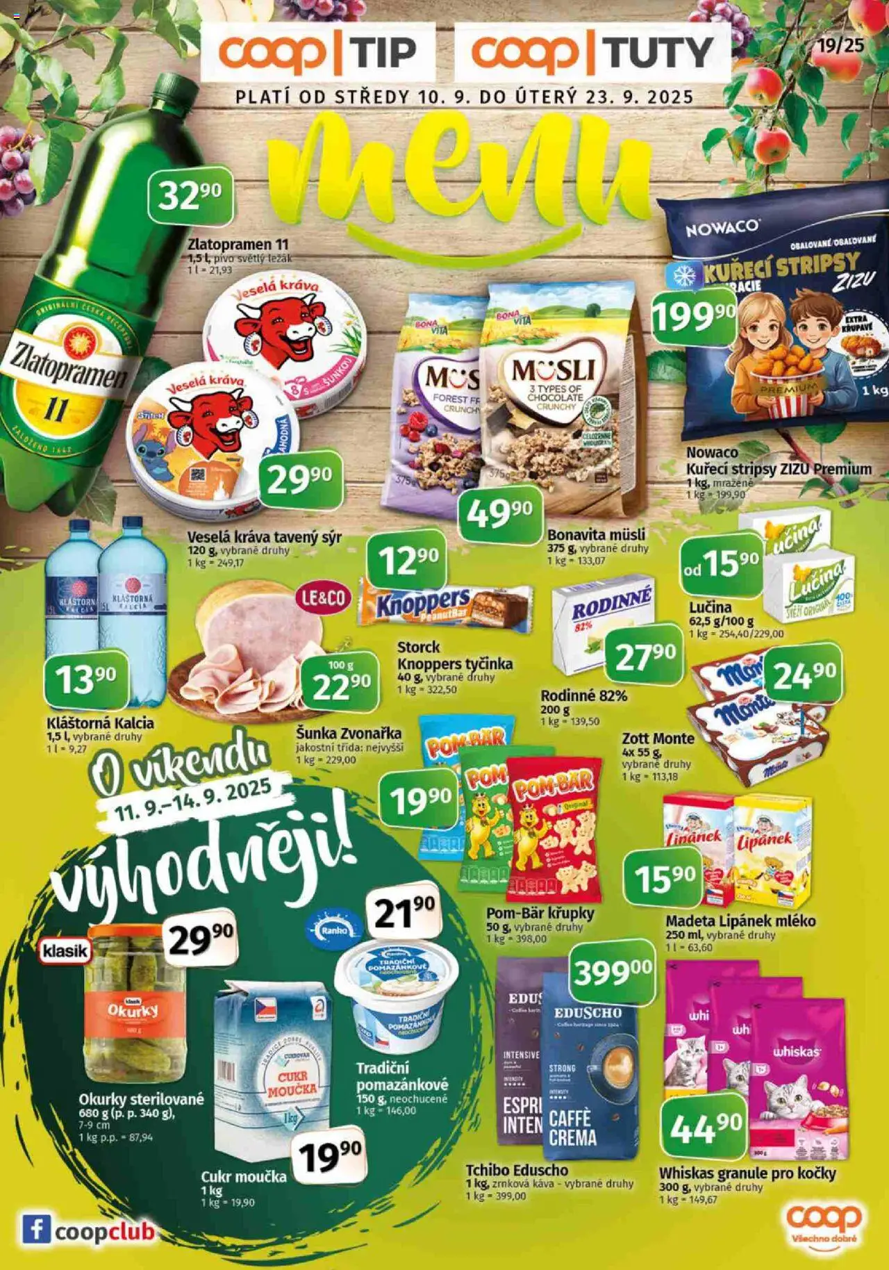 Konzum leták od 10.09.2025 | Strana: 1 | Produkty: Knoppers, Granule, Crema, Zlatopramen 11