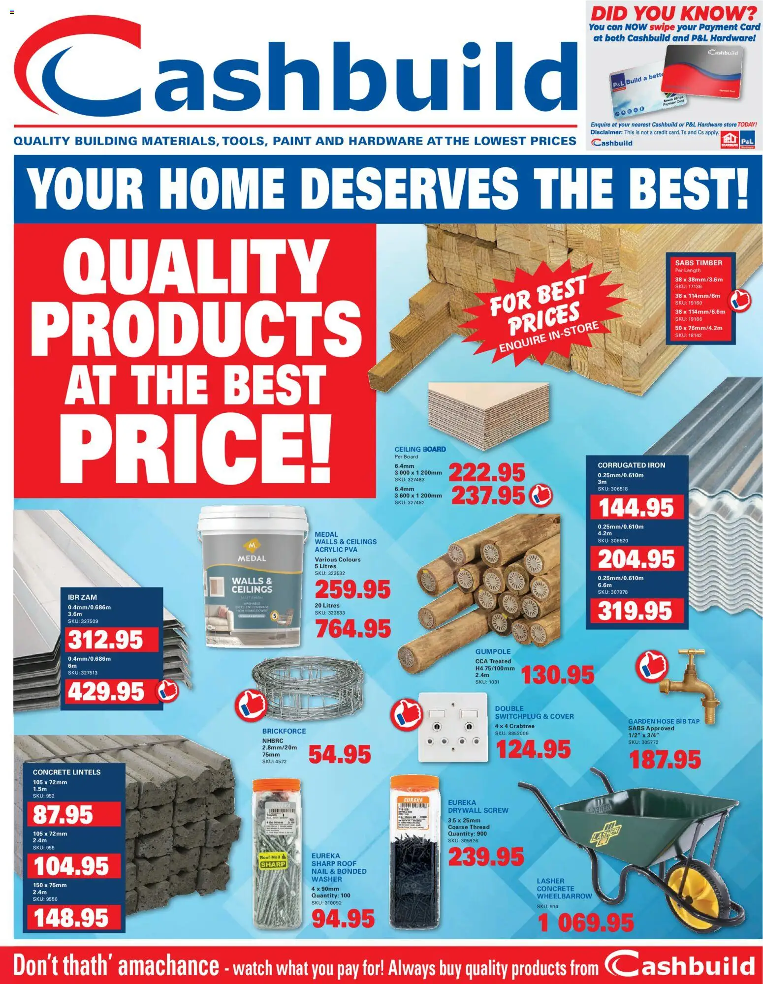 New Cashbuild catalogue – valid from 20.04.2026 | Page: 1 | Products: Iron, Paint, Wheelbarrow, Tap