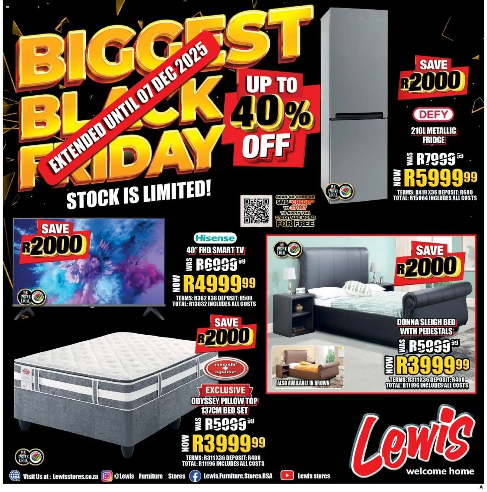 New Lewis Stores catalogue – valid from 01.12.2025 | Page: 1 | Products: Bed, Pillow, TV, Stock
