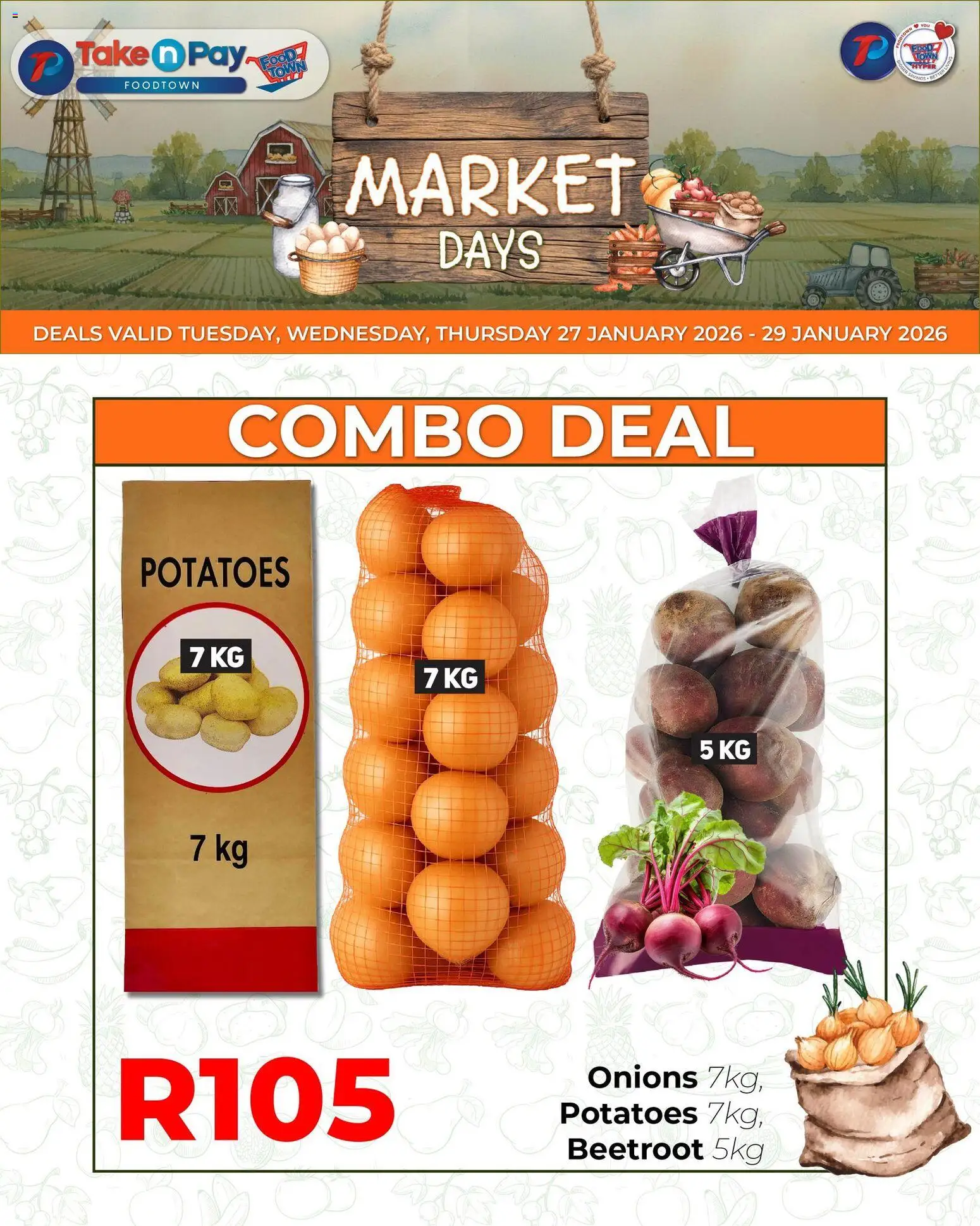 New Take n Pay catalogue – valid from 27.01.2026 | Page: 4 | Products: Potatoes, Onions