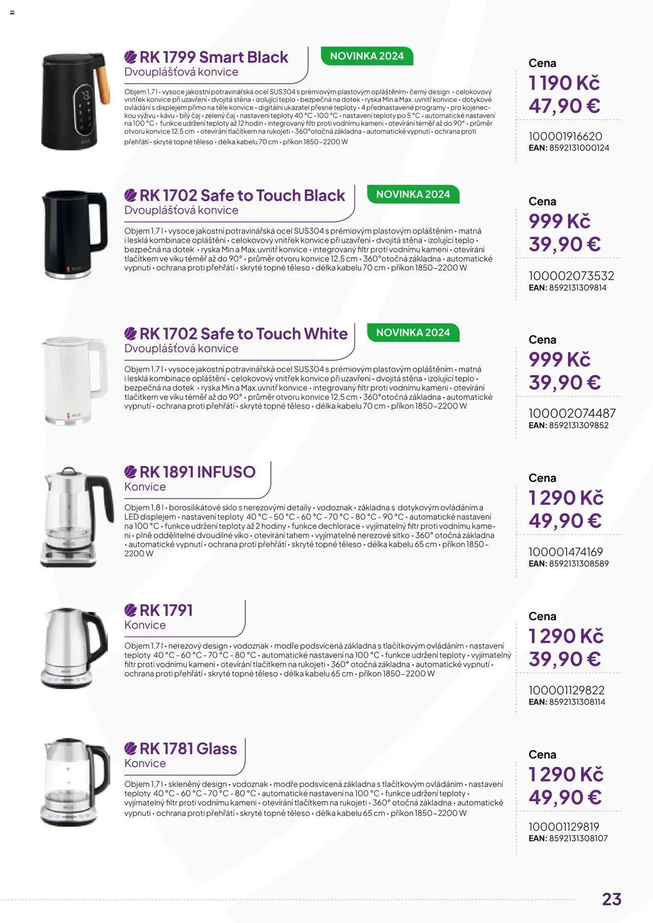 Expert elektro katalog - ECG - Malé domácí spotřebiče od 01.10.2024 | Strana: 23 | Produkty: Hodiny, Zelený čaj, Konvice, LED