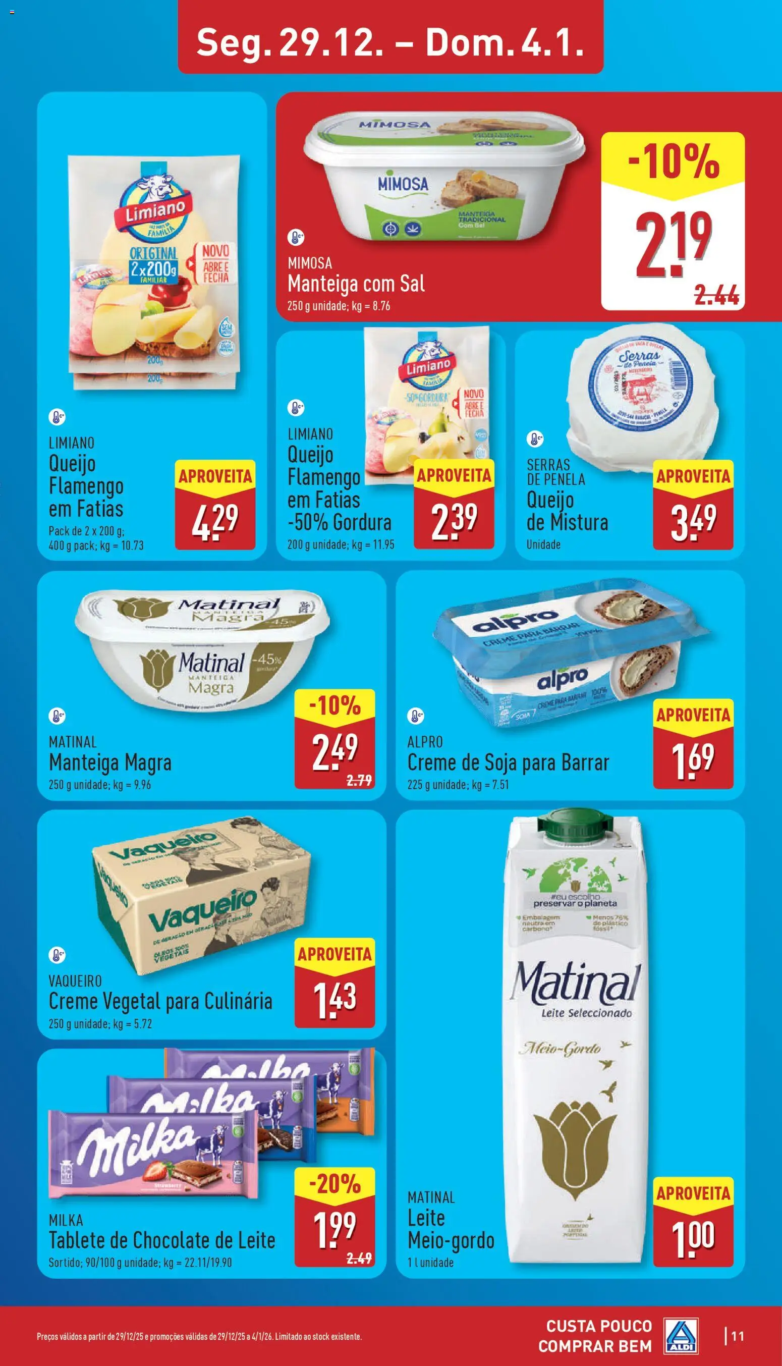 Aldi folheto │ válido de 29.12.2025 | Página: 11 | Produtos: Soja, Queijo, Chocolate, Creme