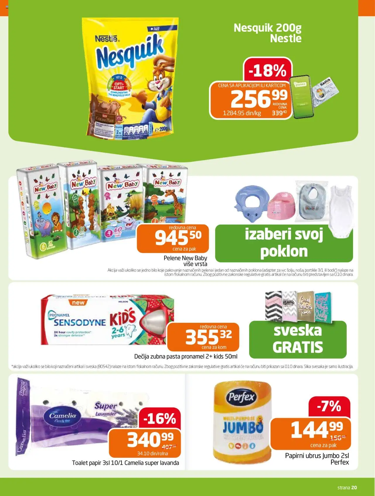 Gomex katalog - važi od 10.09.2025 | Strana: 20 | Proizvode: Toalet papir, Ubrus, Nesquik, Pelene