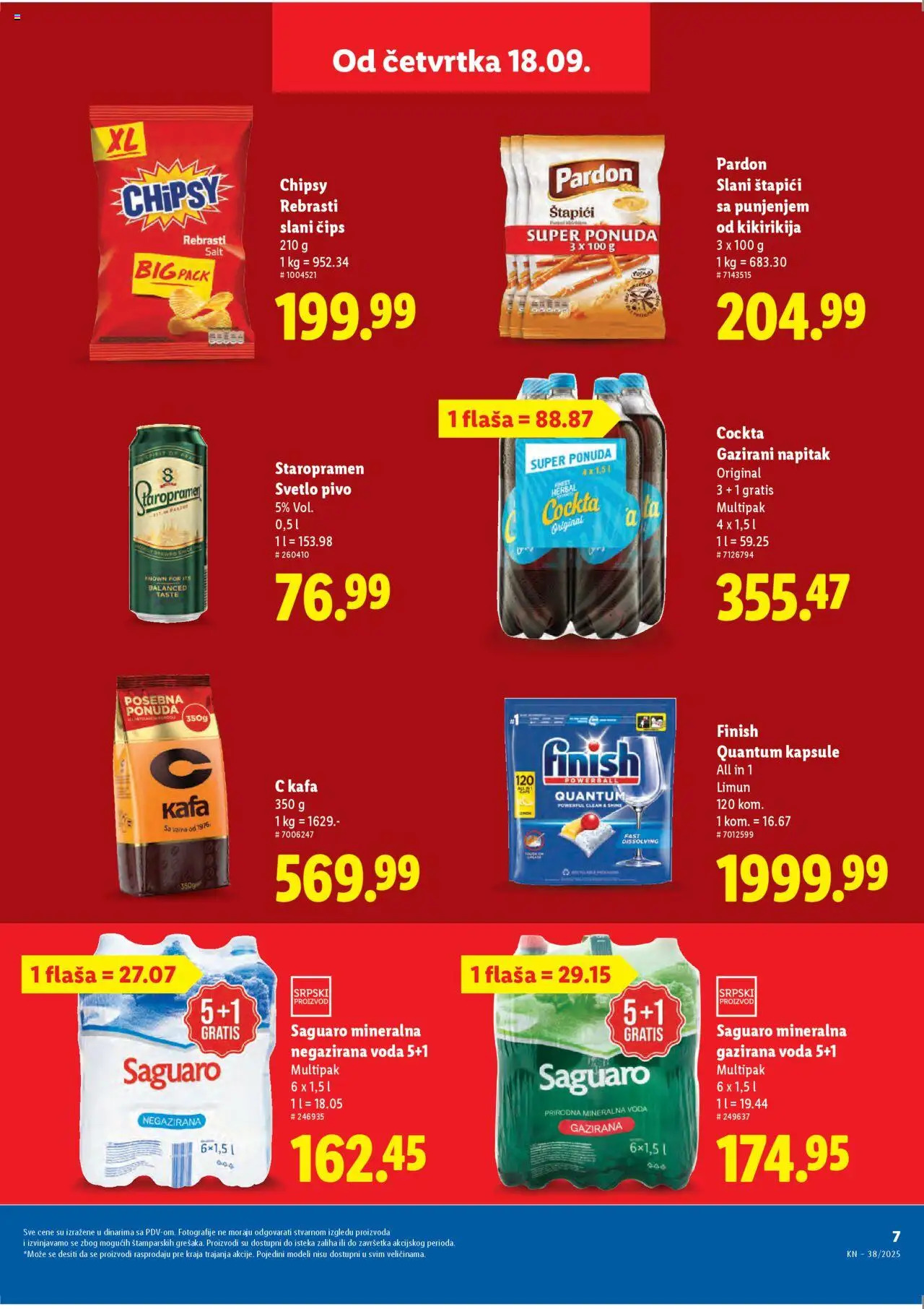 Lidl katalog - važi od 18.09.2025 | Strana: 7 | Proizvode: Negazirana voda, Voda, Kafa, Mineralna voda