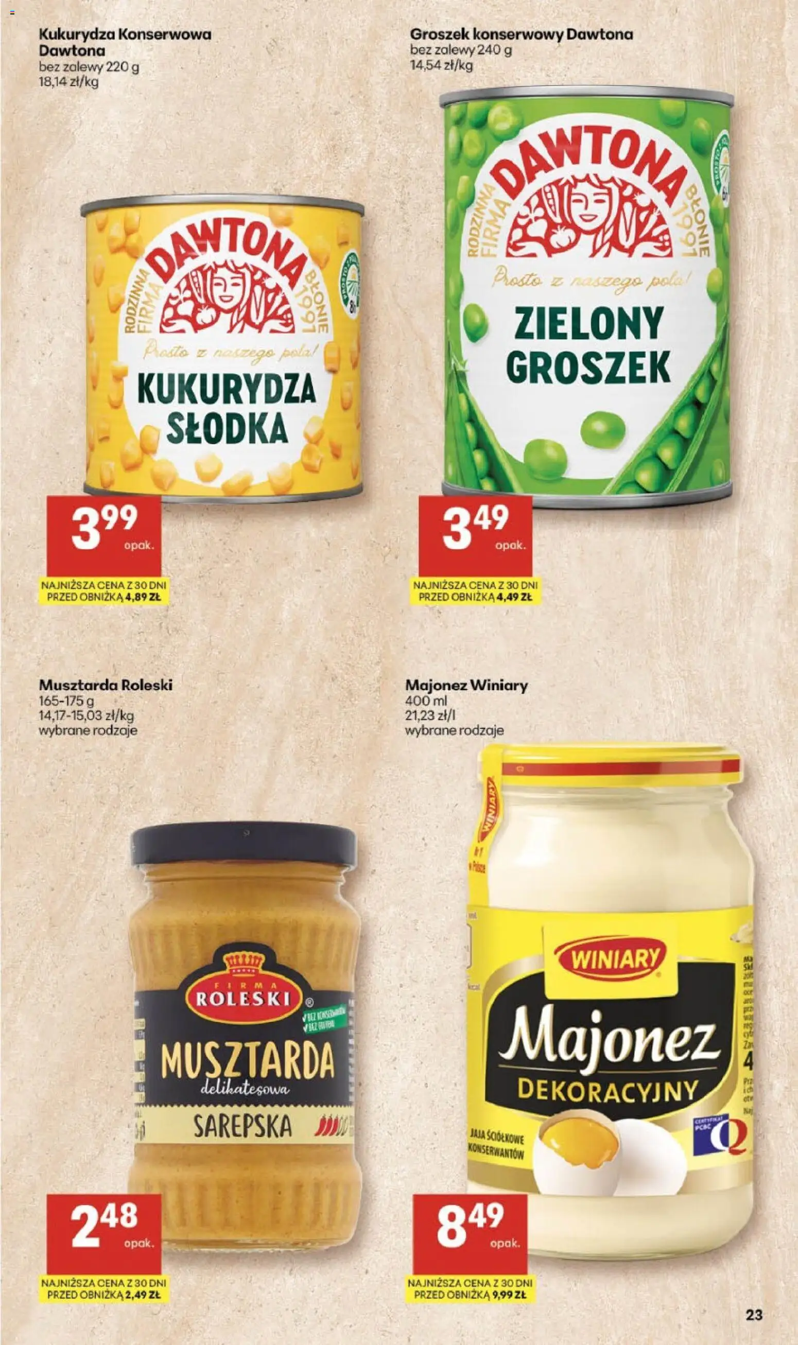 Delikatesy Centrum Gazetka od 19.02.2026 | Strona: 23 | Produkty: Groszek, Kukurydza, Majonez winiary, Jaja
