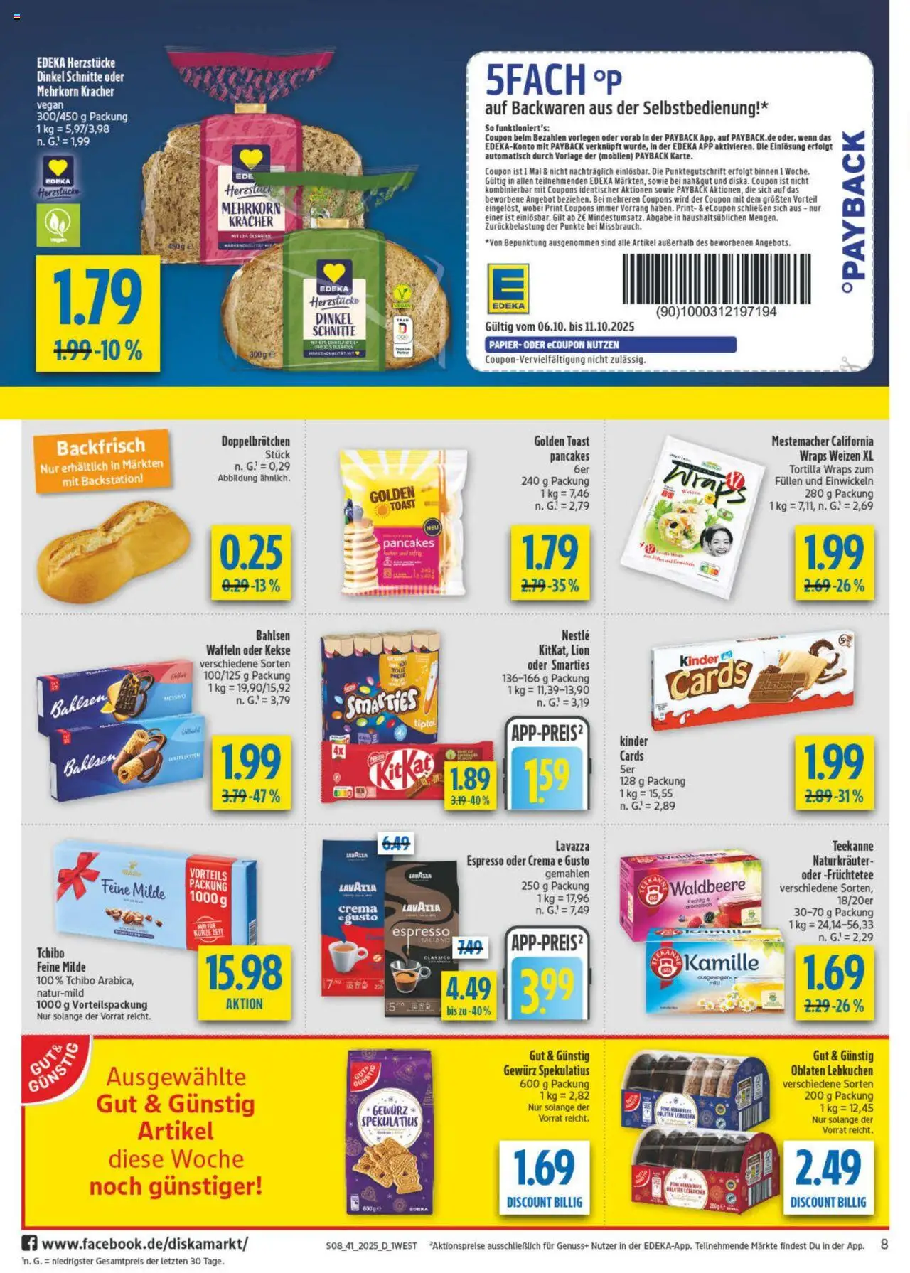 Diska - diska Angebote Bayern KW41 – gültig ab 06.10.2025 | Seite: 8 | Produkte: Lavazza, Toast, Smarties, Waffeln