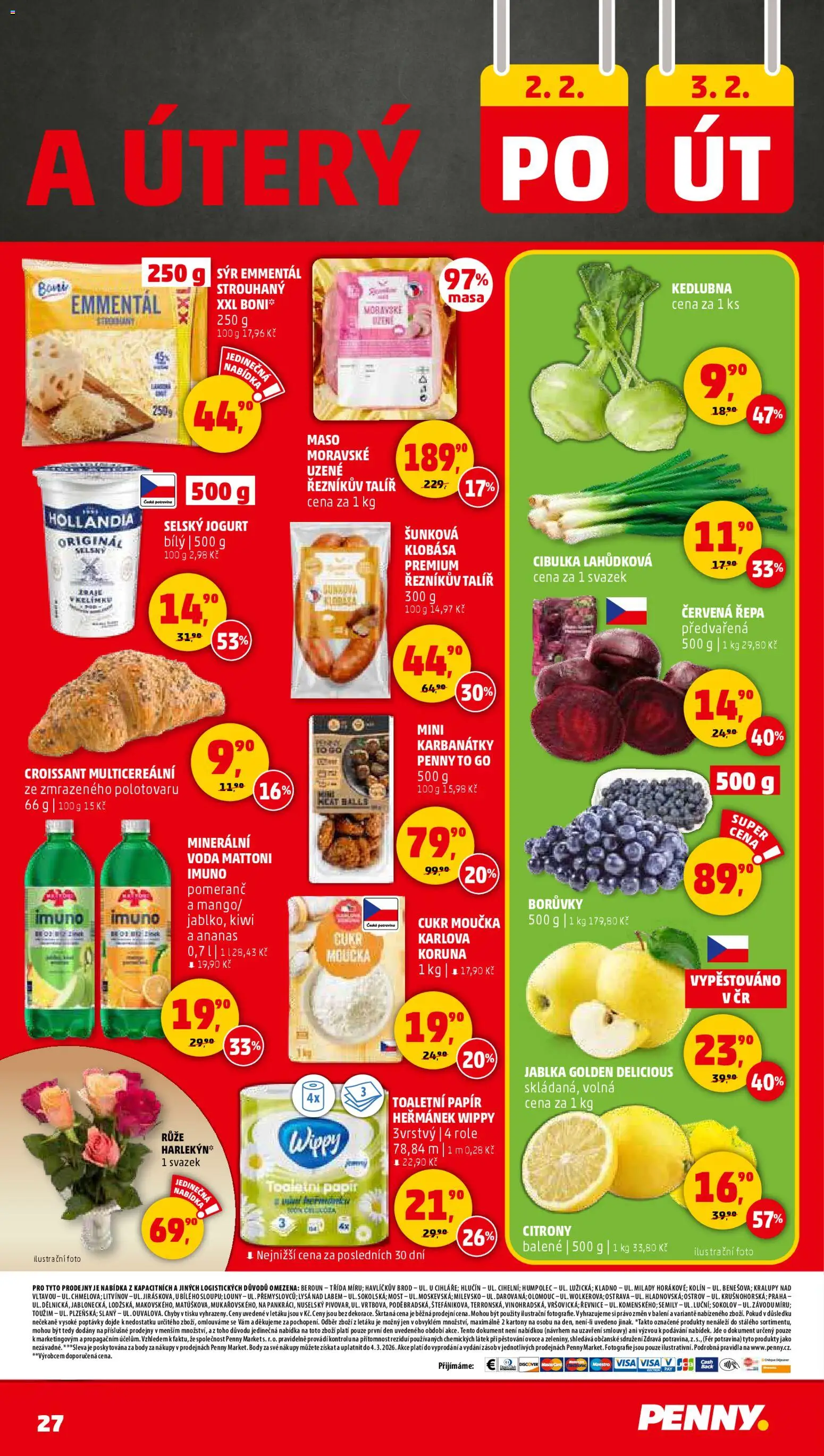 Penny Market leták - Čtvrtečník od 29.01.2026 | Strana: 27 | Produkty: Mattoni, Maso, Body, Kedlubna