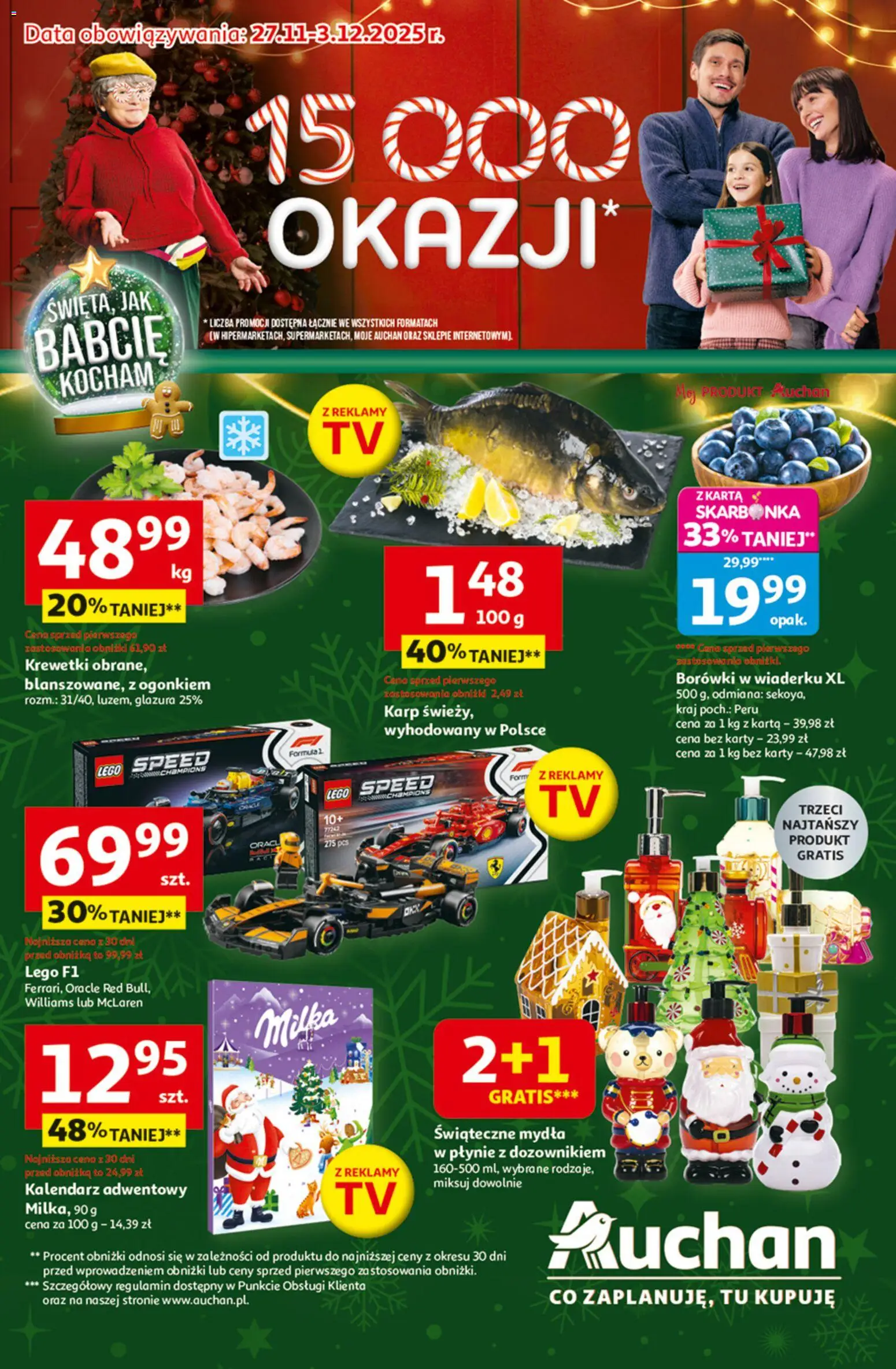 Auchan Black Friday od 27.11.2025 | Strona: 1 | Produkty: Karta, Kalendarz adwentowy, Karp, Milka
