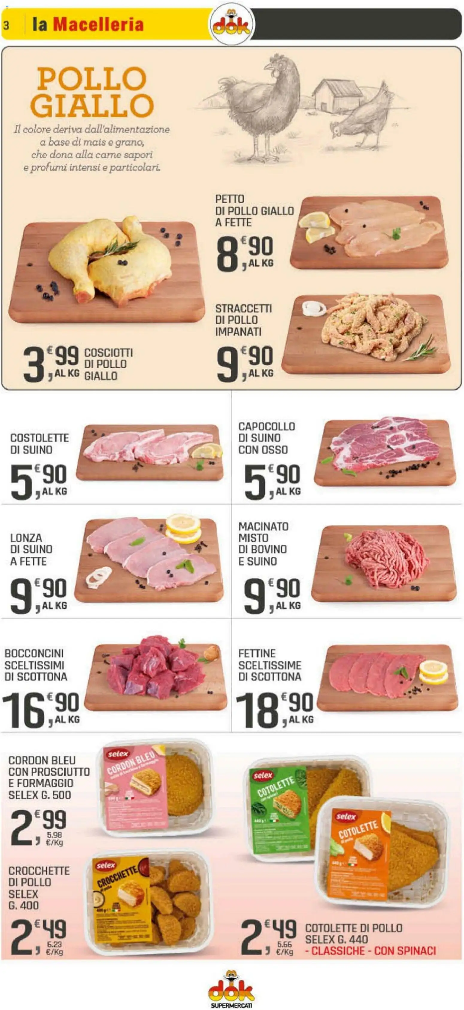 Volantino DOK del 19.03.2026 | Pagina: 3 | Prodotti: Suino, Prosciutto, Crocchette, Mais