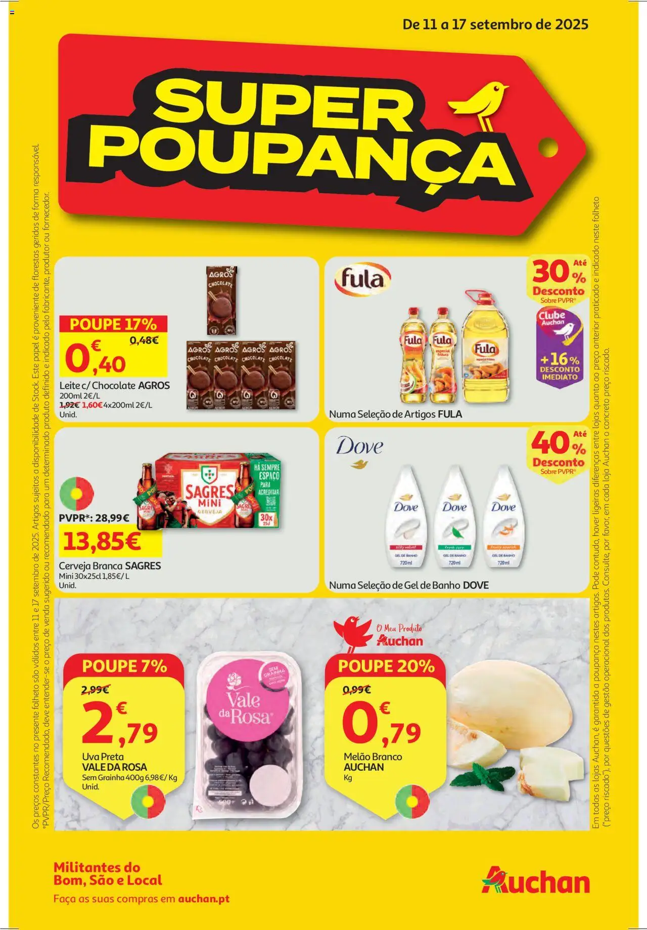 Auchan folheto │ válido de 11.09.2025 | Página: 1 | Produtos: Faca, Gel de banho, Banho, Chocolate