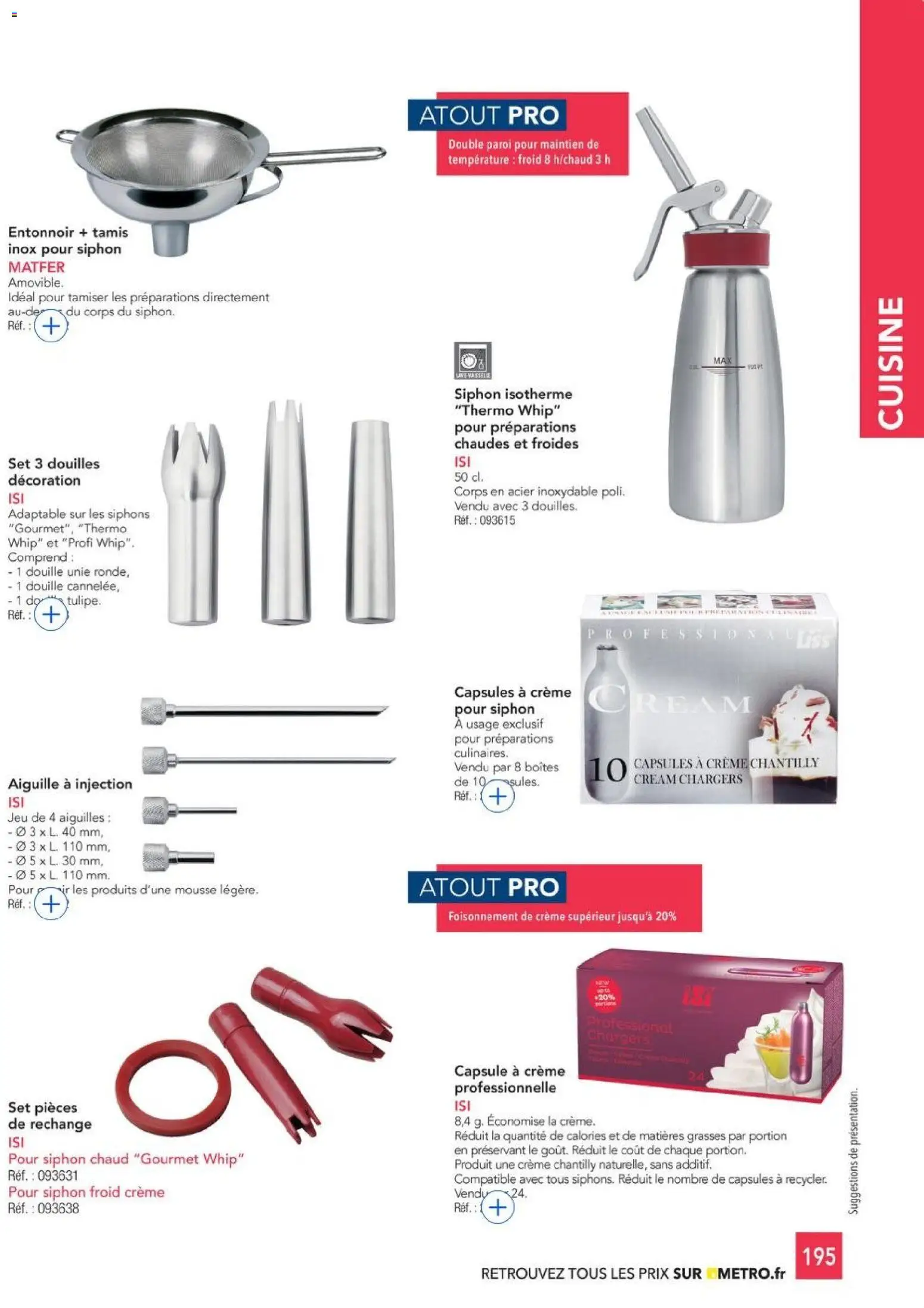 {H1} | Page: 195 | Produits: Crème chantilly, Tamis, Mousse, Crème