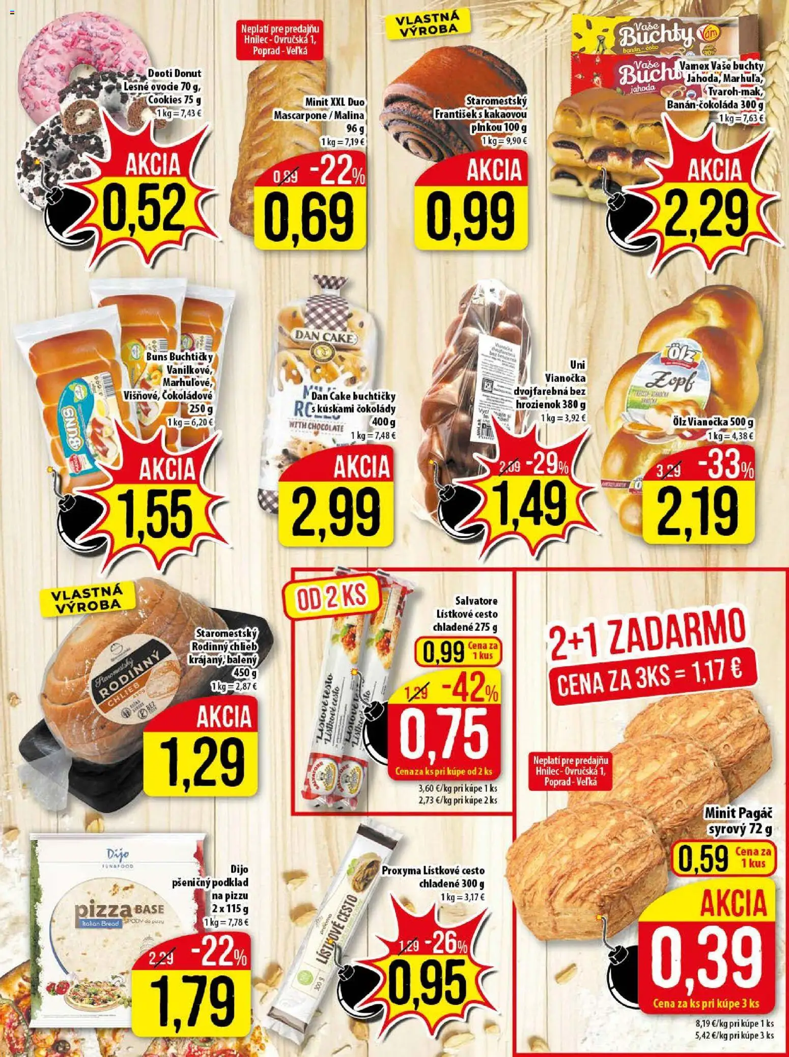 Nové Klas akcie – leták je platný od 24.11.2025 | Strana: 7 | Produkty: Chlieb, Pizza, Donut, Ovocie