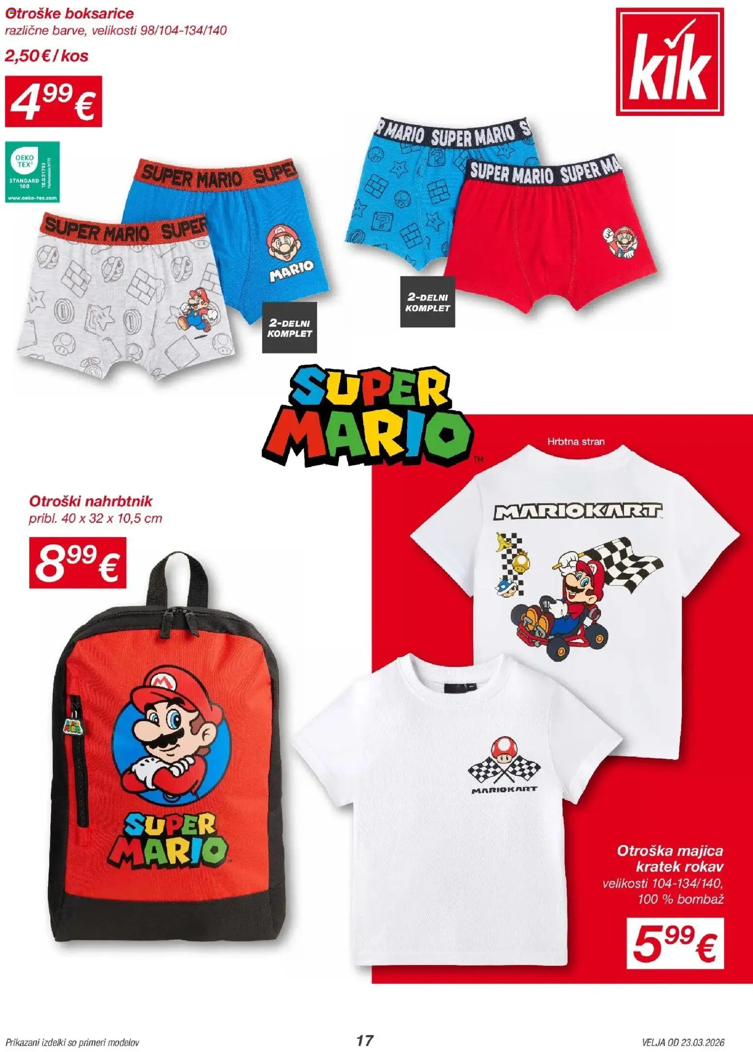 Novi Kik katalog ponudbe – veljaven od 23.03.2026 | Stran: 17 | Izdelki: Kos, Majica, Nahrbtnik