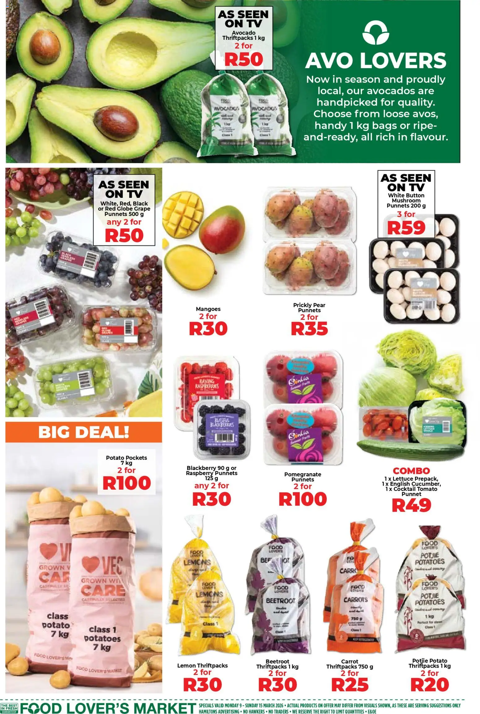 New Food Lover's Market catalogue – valid from 09.03.2026 | Page: 2 | Products: Raspberries, Globe, TV, Carrots