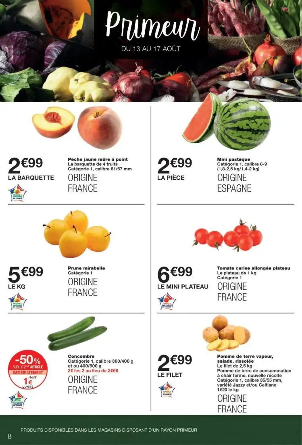  | Page: 8 | Produits: Pêche, Pomme, Pomme de terre de consommation, Tomate cerise