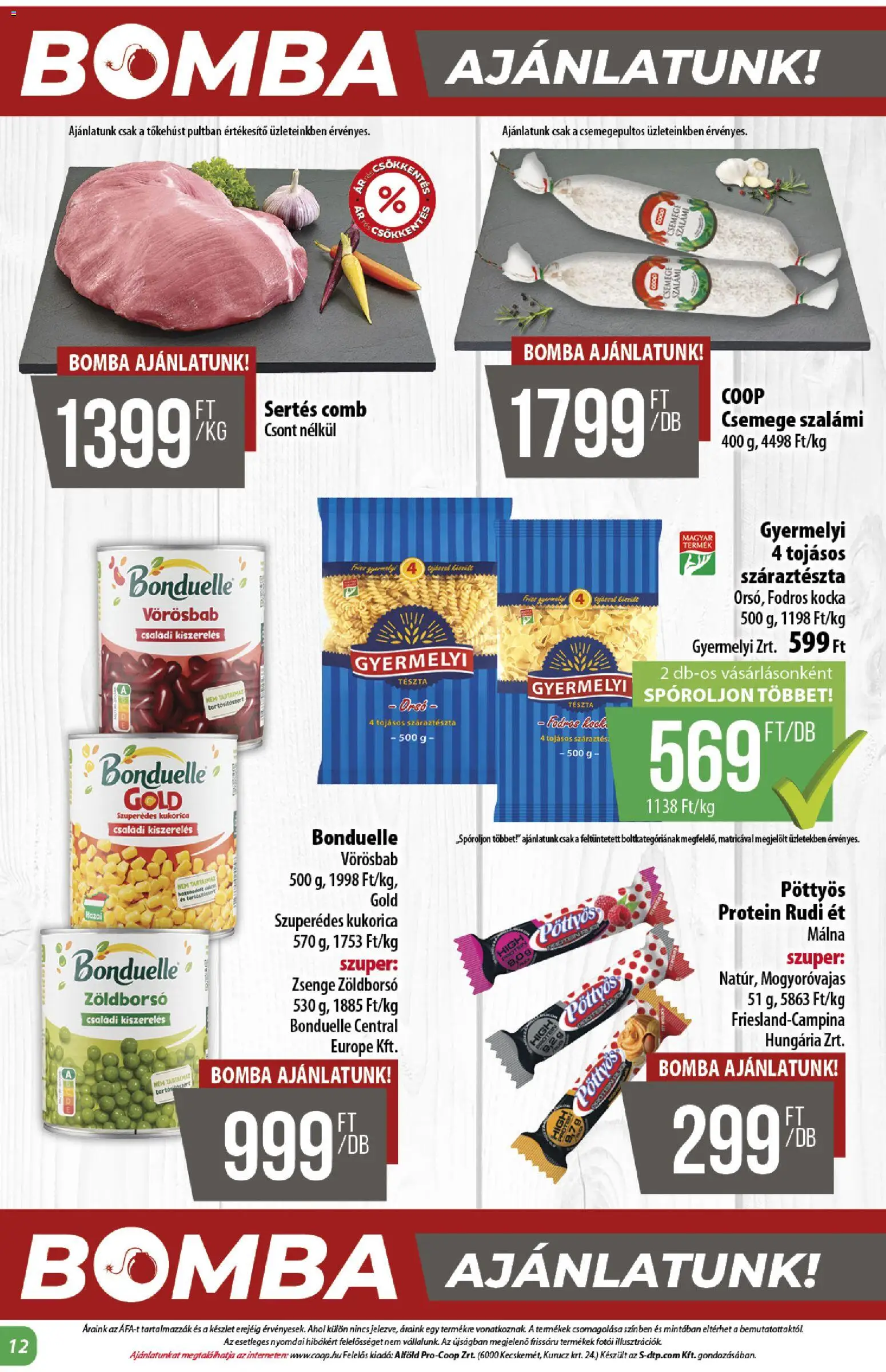 COOP akciós ujság - amely érvényes a következő dátumtól: 22.01.2026 | Oldal: 12 | Termékek: Zöldborsó, Málna, Protein, Tészta