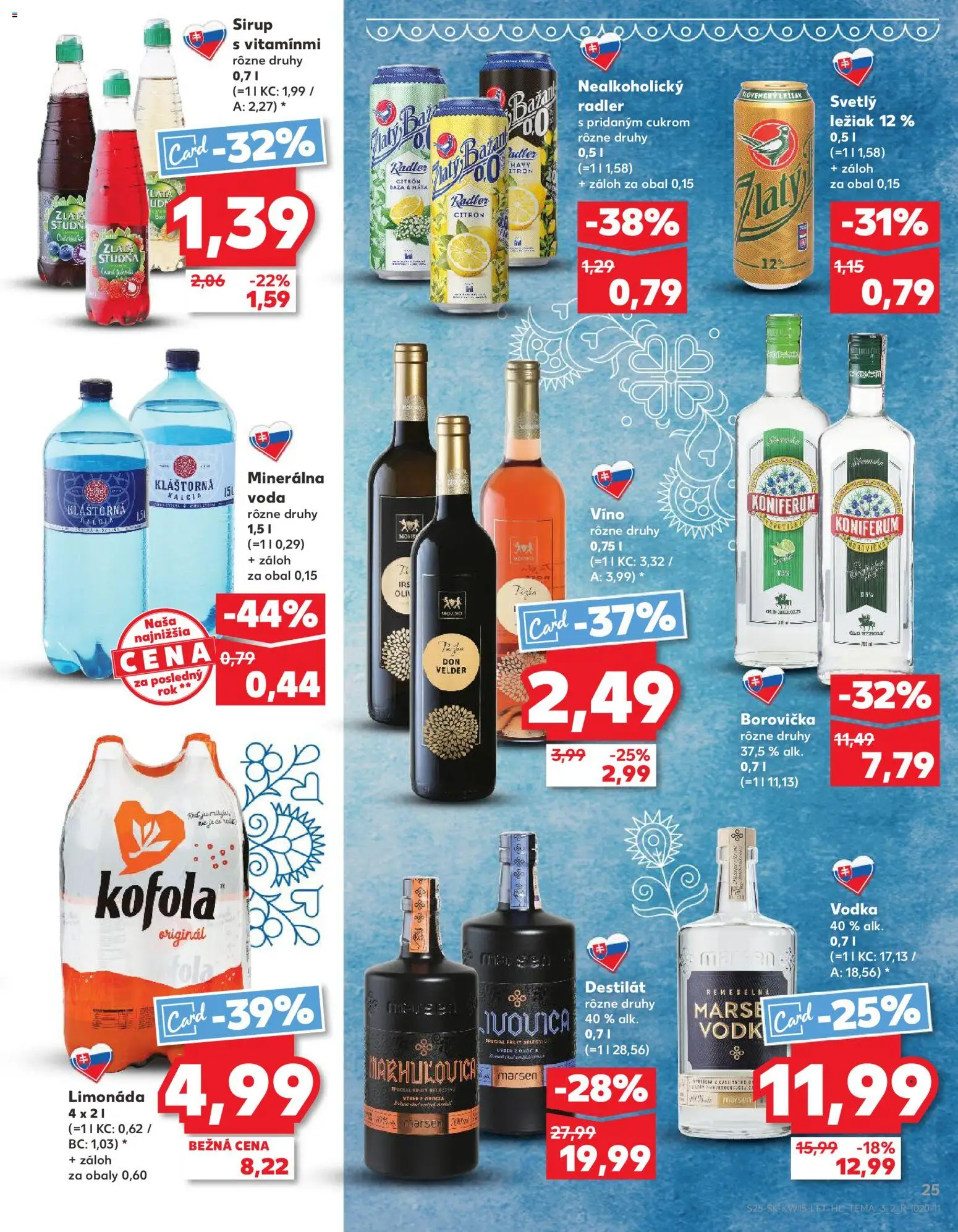 Nové Kaufland akcie – leták je platný od 09.04.2026 | Strana: 25 | Produkty: Borovička, Koniferum, Voda, Minerálna voda