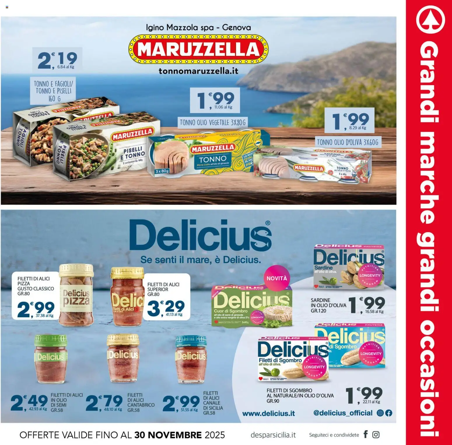 Volantino Eurospar del 12.11.2025 | Pagina: 13 | Prodotti: Olio, Pinne, Olio extra vergine, Alici