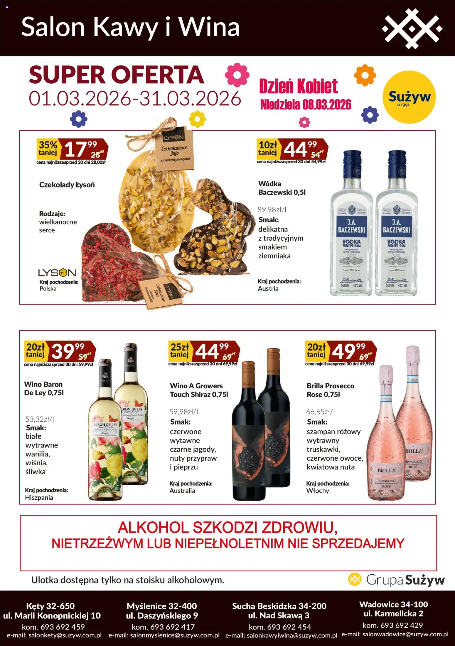 Sużyw gazetka - Salon kawy i wina od 01.03.2026 | Strona: 2 | Produkty: Czekolady, Vodka, Wódka, Prosecco