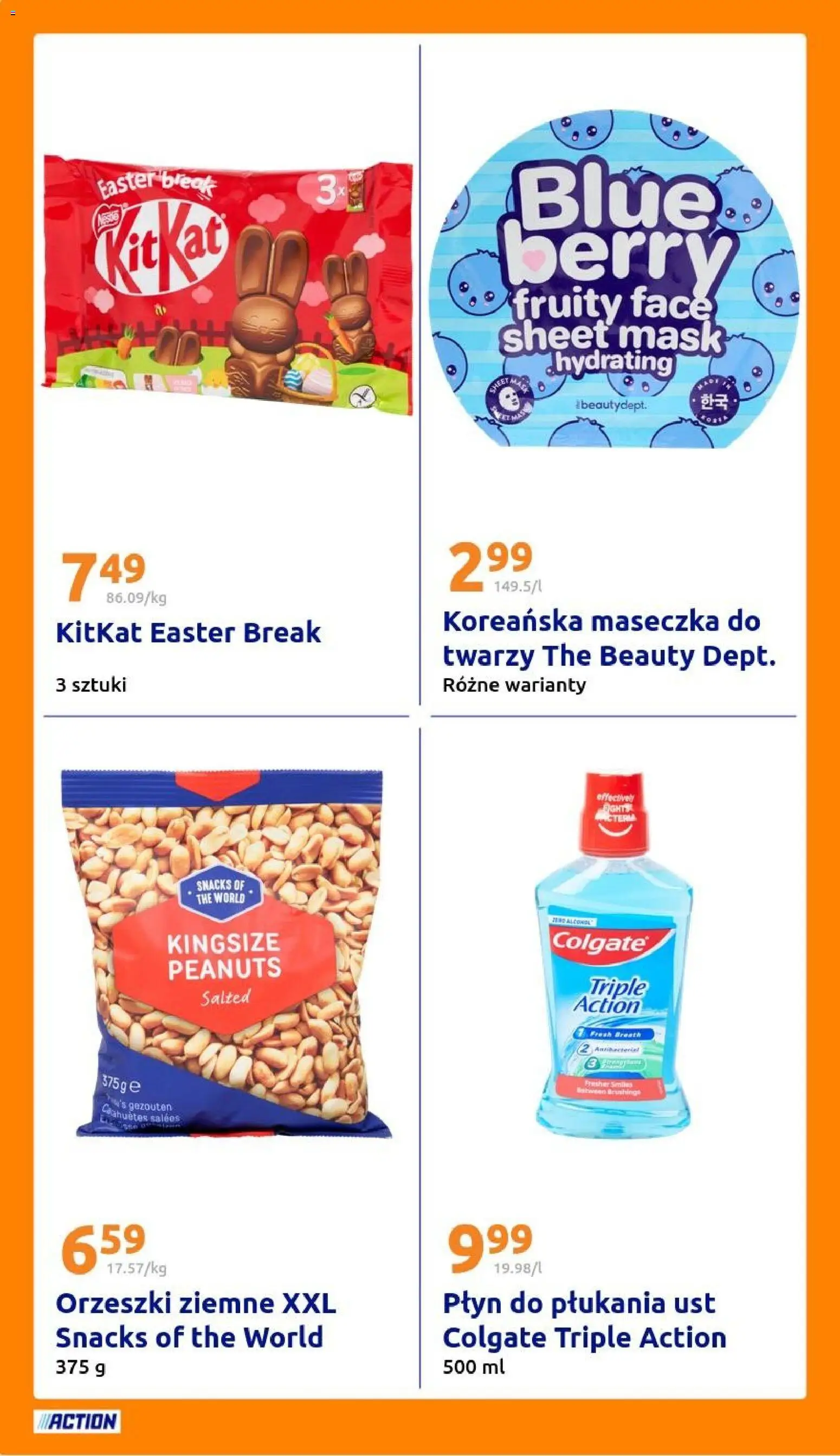 Action gazetka od 11.03.2026 | Strona: 20 | Produkty: Maseczka do twarzy, Orzeszki ziemne, Płyn do płukania ust