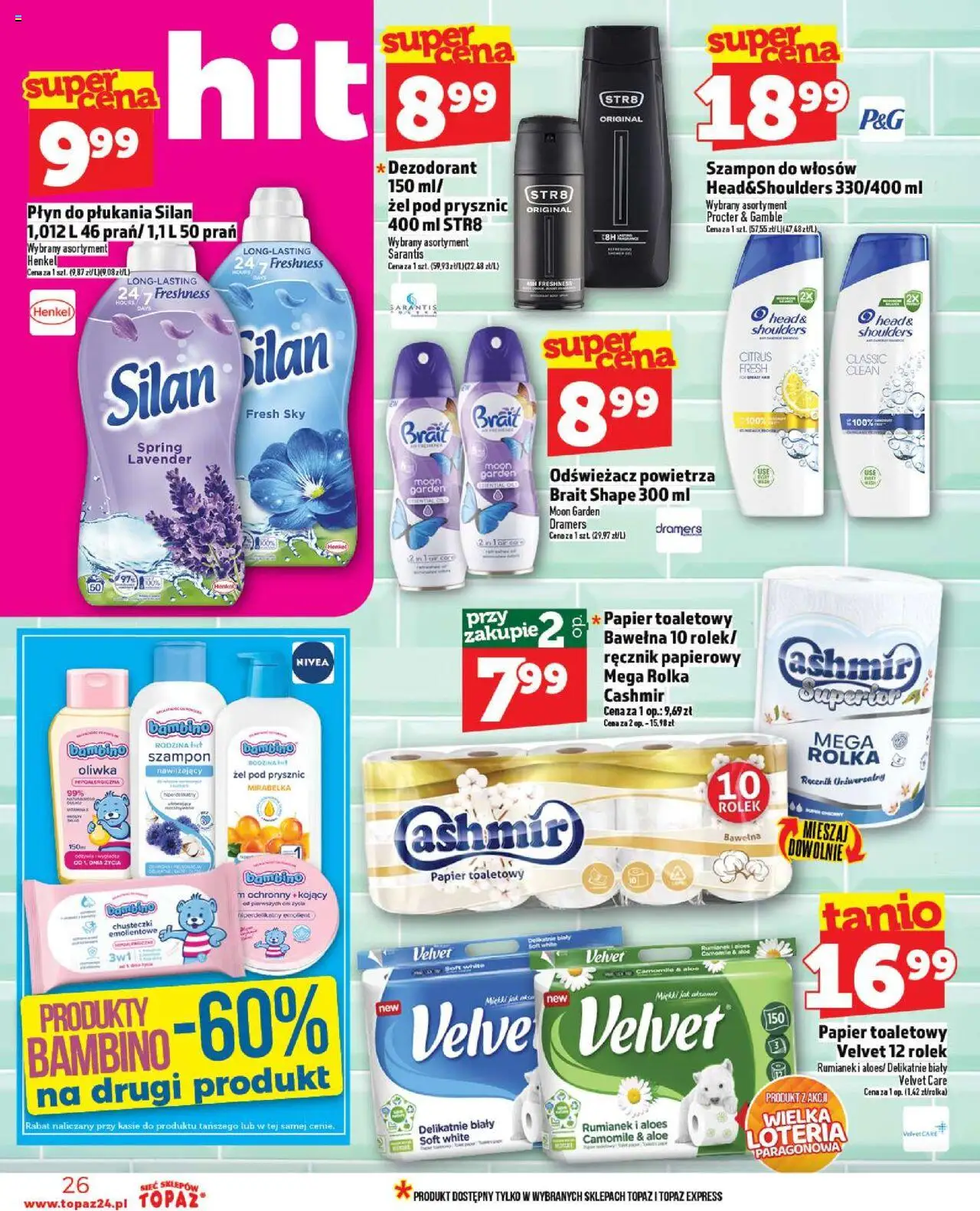 Topaz Gazetka - Ceny małe na stałe od 18.09.2025 | Strona: 26 | Produkty: Papier toaletowy, Odświeżacz powietrza, Dezodorant, Ręcznik papierowy
