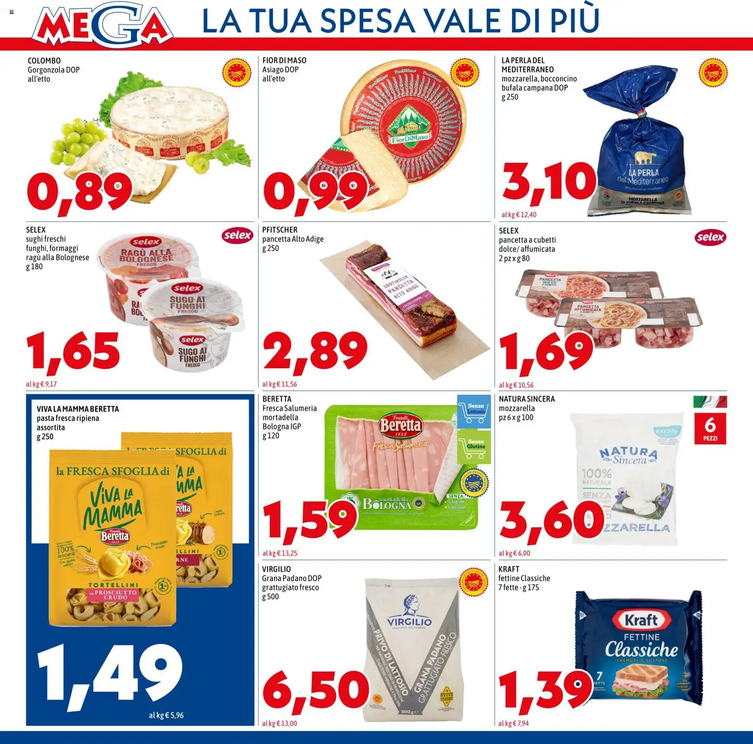 Volantino Mega del 15.01.2026 | Pagina: 4 | Prodotti: Pancetta, Ragú, Grana Padano, Sugo