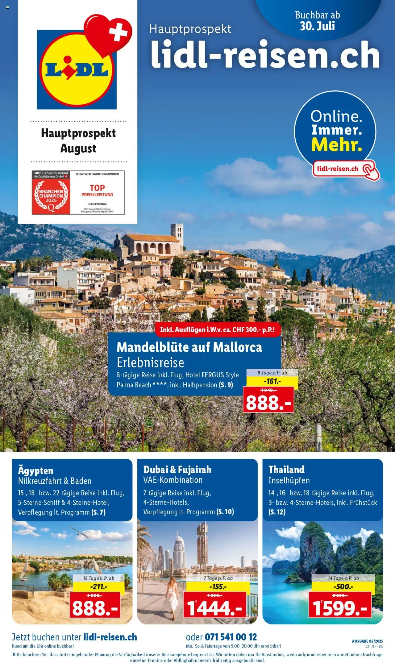 Lidl Aktionen Reisen August ab 30.07.2025 | Seite: 1 | Produkte: Uhr, Top