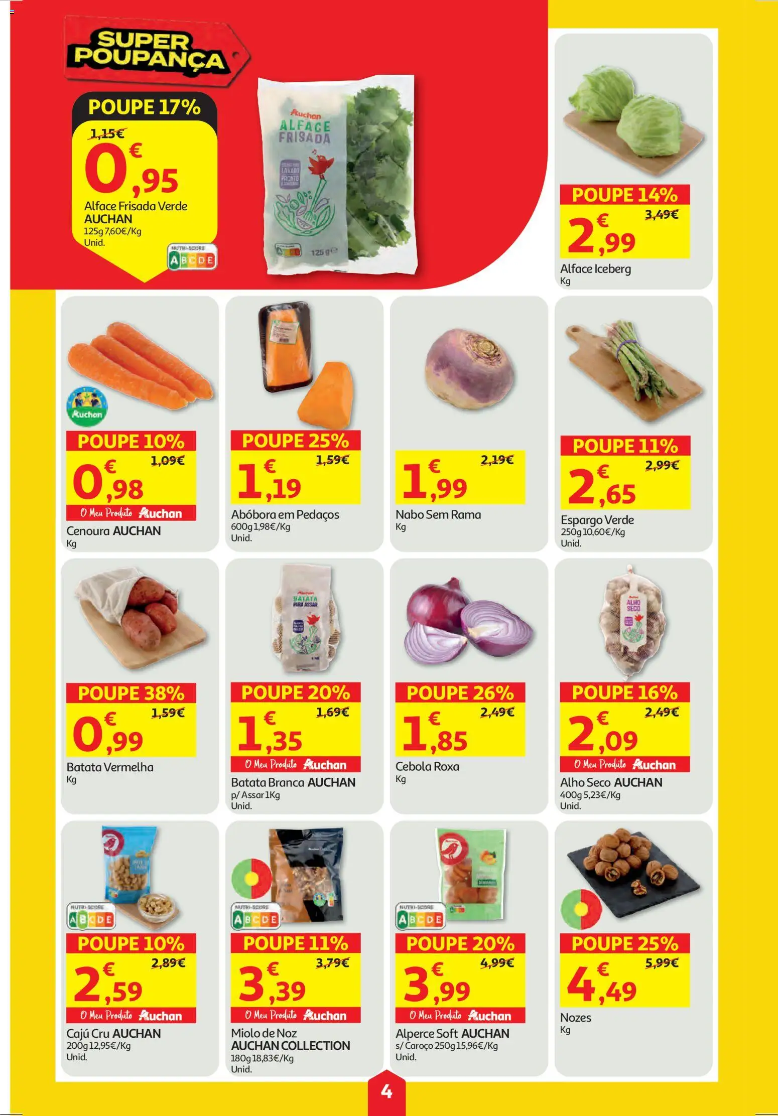Auchan folheto │ válido de 26.03.2026 | Página: 4 | Produtos: Batata, Cebola, Abóbora, Nozes