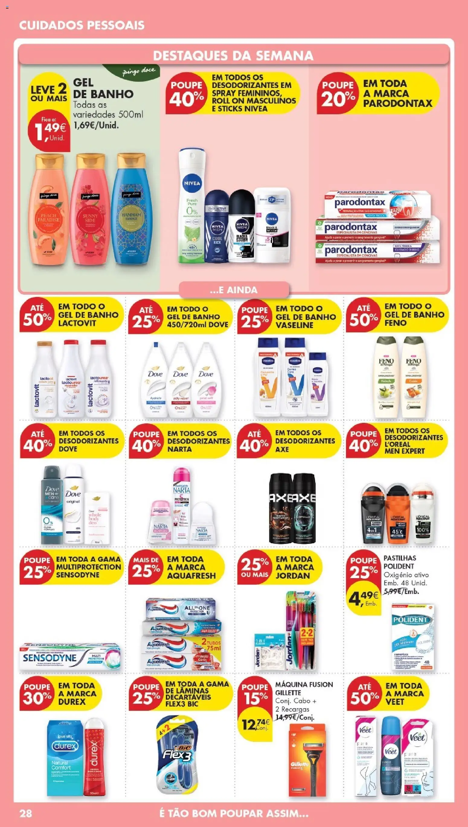 Pingo Doce Poupe Esta Semana Madeira │ válido de 21.04.2026 | Página: 28 | Produtos: Cabo, Gel de banho, Banho
