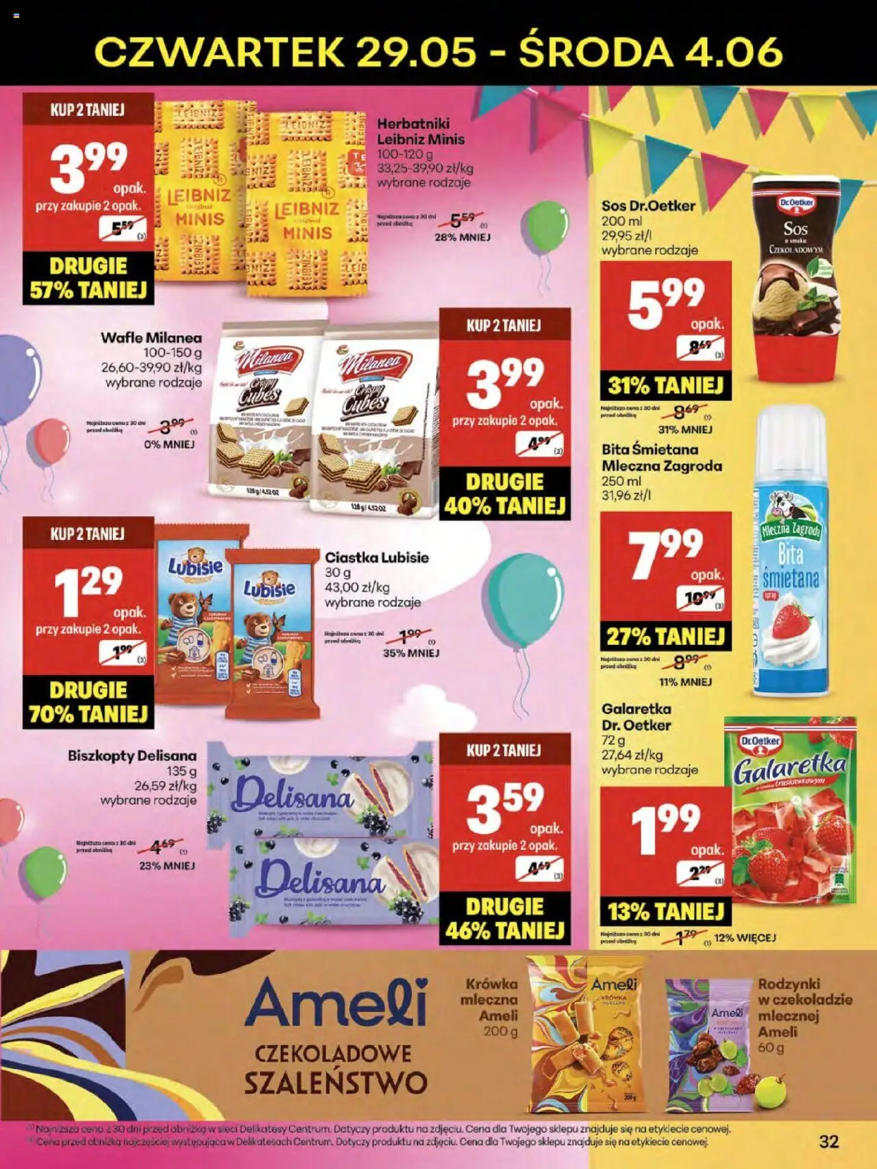 Delikatesy Centrum Gazetka od 29.05.2025 | Strona: 32 | Produkty: Galaretka, Wafle, Krowka, Ciastka