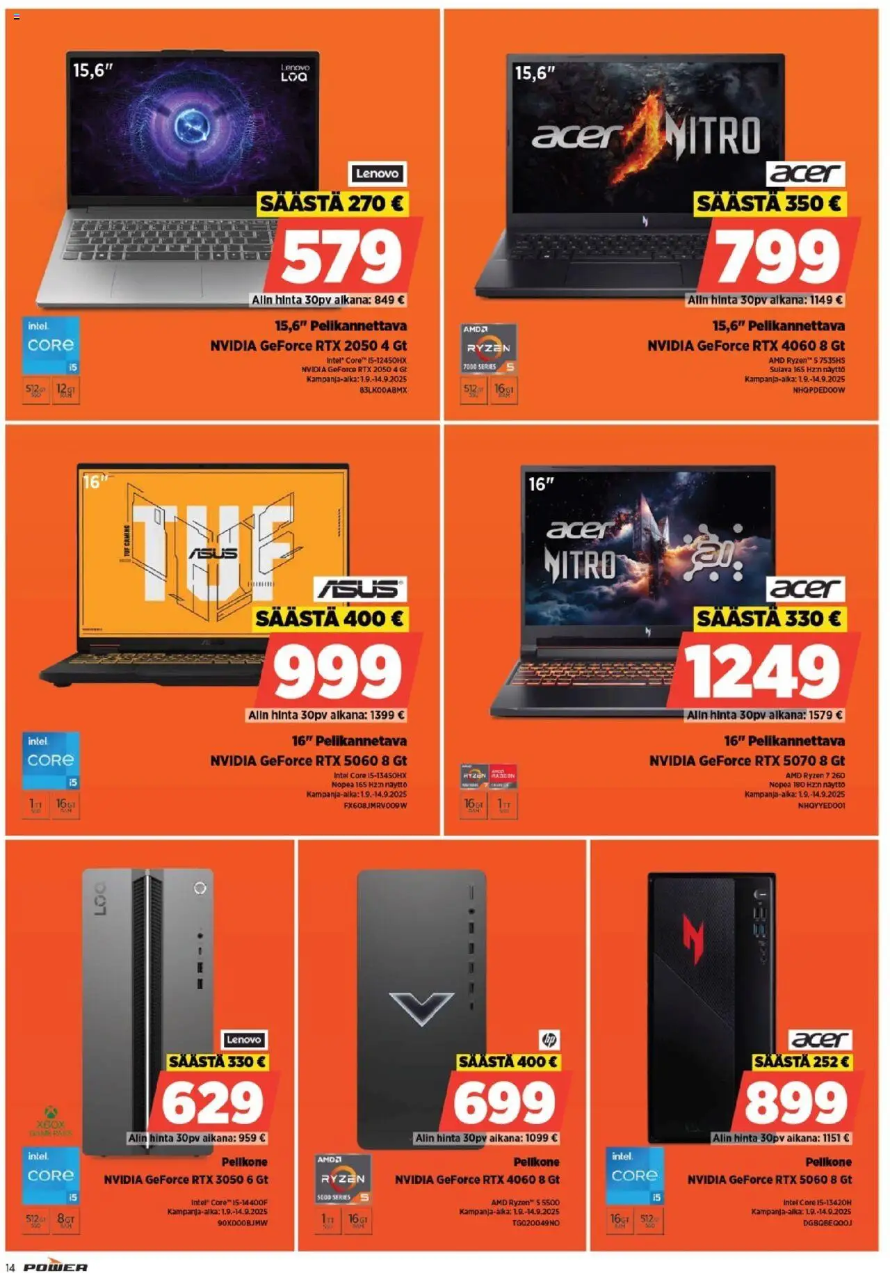 Power tarjoukset – voimassa 08.09.2025 alkaen | Sivu: 14 | Tuotteet: Pelikannettava, Näyttö, Xbox