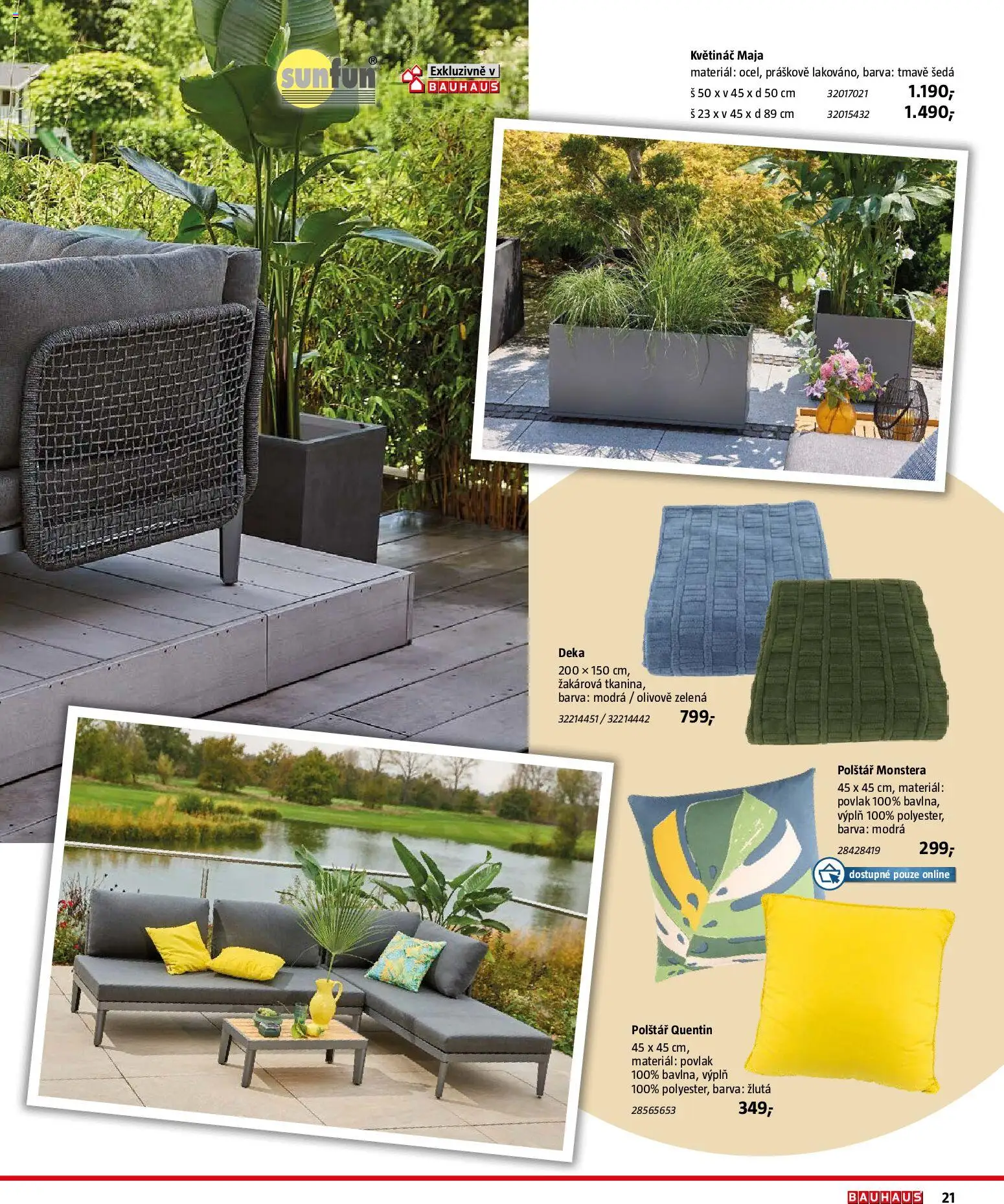 Bauhaus katalog Záhradní nábytek od 08.04.2026 | Strana: 21 | Produkty: Monstera, Deka, Polštář, Květináč