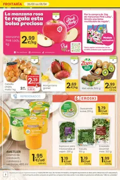 Vista previa Eroski Quieres ahorrar conmigo válido desde el 26.03.2026 | Página: 2 | Productos: Espinaca, Calabacín, Manzana, Ensalada
