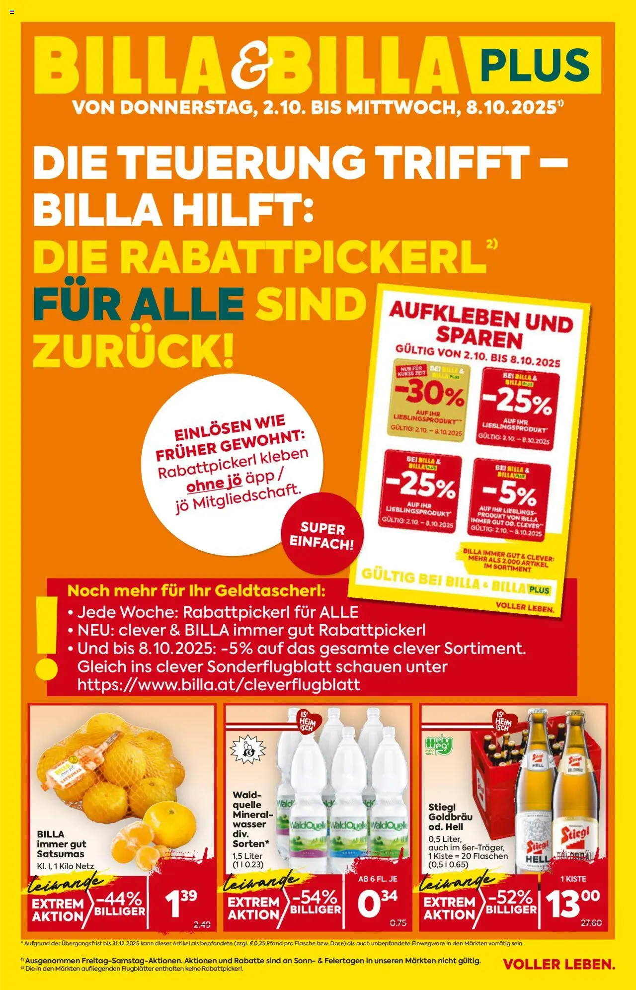 Billa Flugblatt - Salzburg gültig ab 02.10.2025 | Seite: 1 | Produkte: Wasser