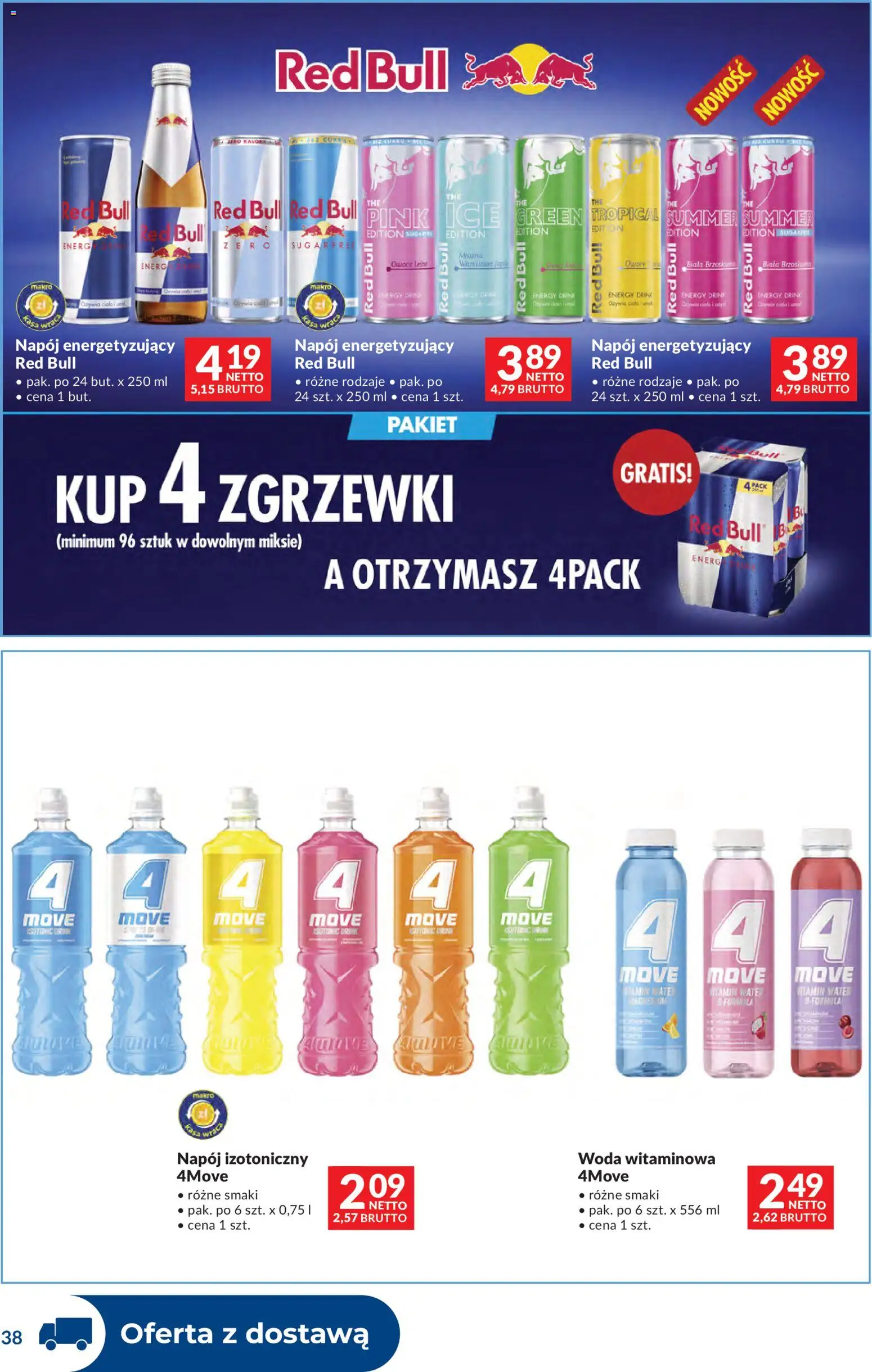 Makro Gazetka - Dystrybucja do sklepów od 09.12.2025 | Strona: 38 | Produkty: Red bull, Woda, Owoce