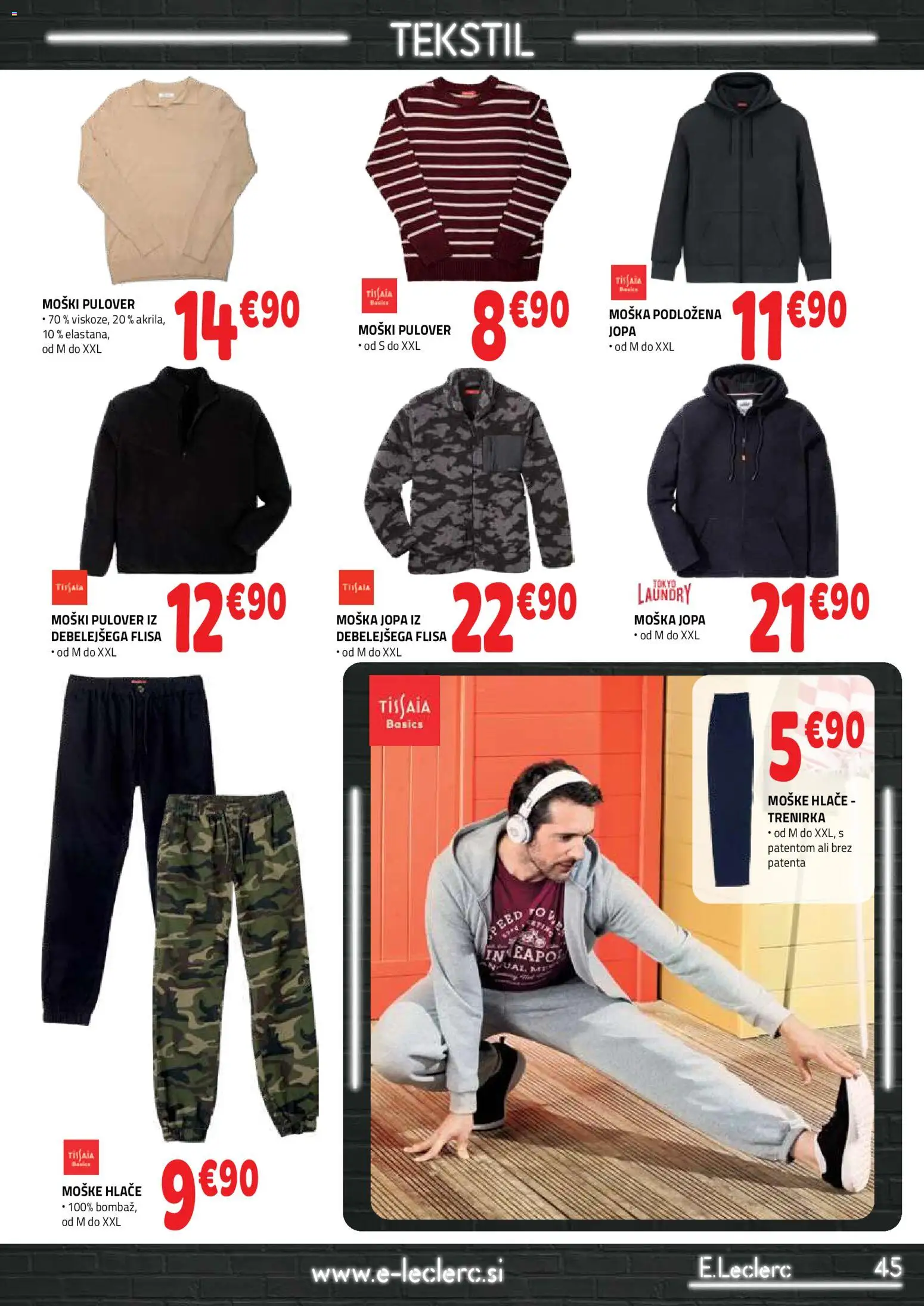 Novi E.leclerc katalog ponudbe – veljaven od 28.01.2026 | Stran: 45 | Izdelki: Trenirka, Pulover, Hlace