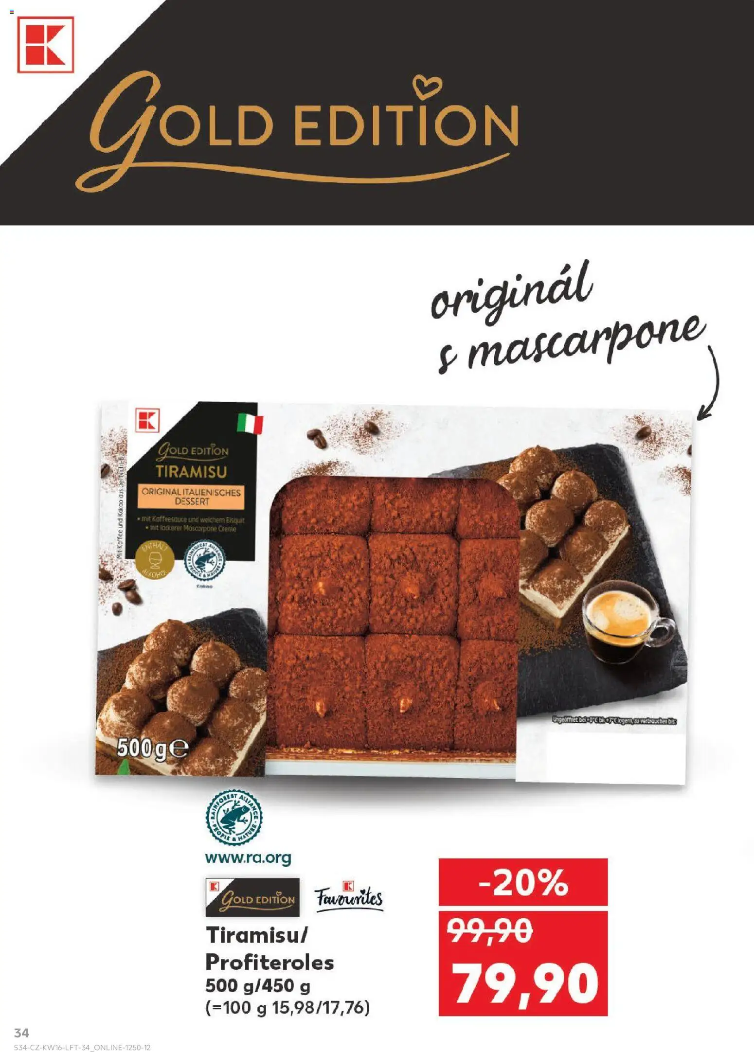 Kaufland leták - Plzeň Bory od 15.04.2026 | Strana: 34 | Produkty: Profiteroles, Tiramisu, Kakao, Mascarpone