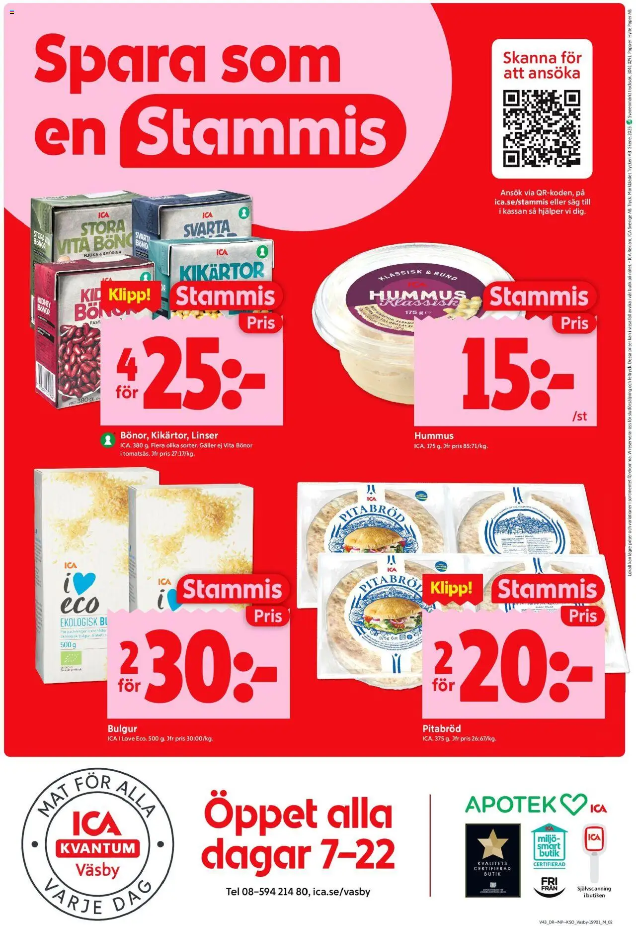 ICA Kvantum reklamblad aktuell från 20.10.2025 | Sida: 12 | Produkter: Linser, Såg, Pitabröd, Bönor