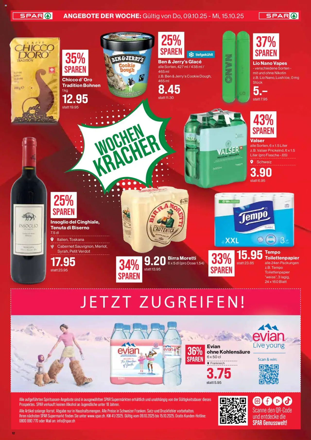 SPAR Aktionen – gültig ab 09.10.2025 | Seite: 12 | Produkte: Glace, Toilettenpapier